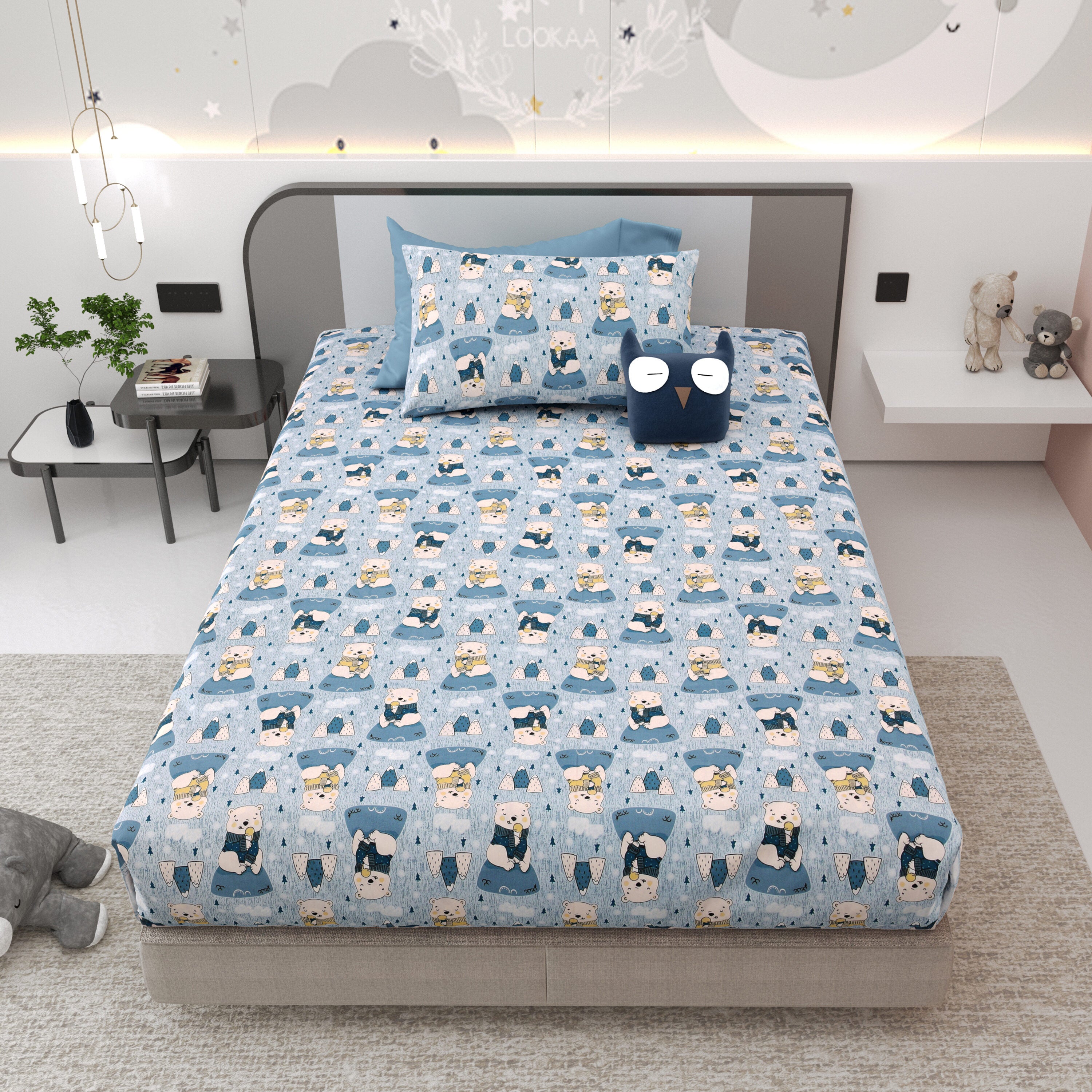 LIVING ROOTS Pure Cotton 1 Single Size Bedsheet 56*86 inches (4.6*7.1 feet ) With 1 Pillow Cover | Rich Fast Colour With No Colour Bleeding | Soft & Skin Friendly (032-A)