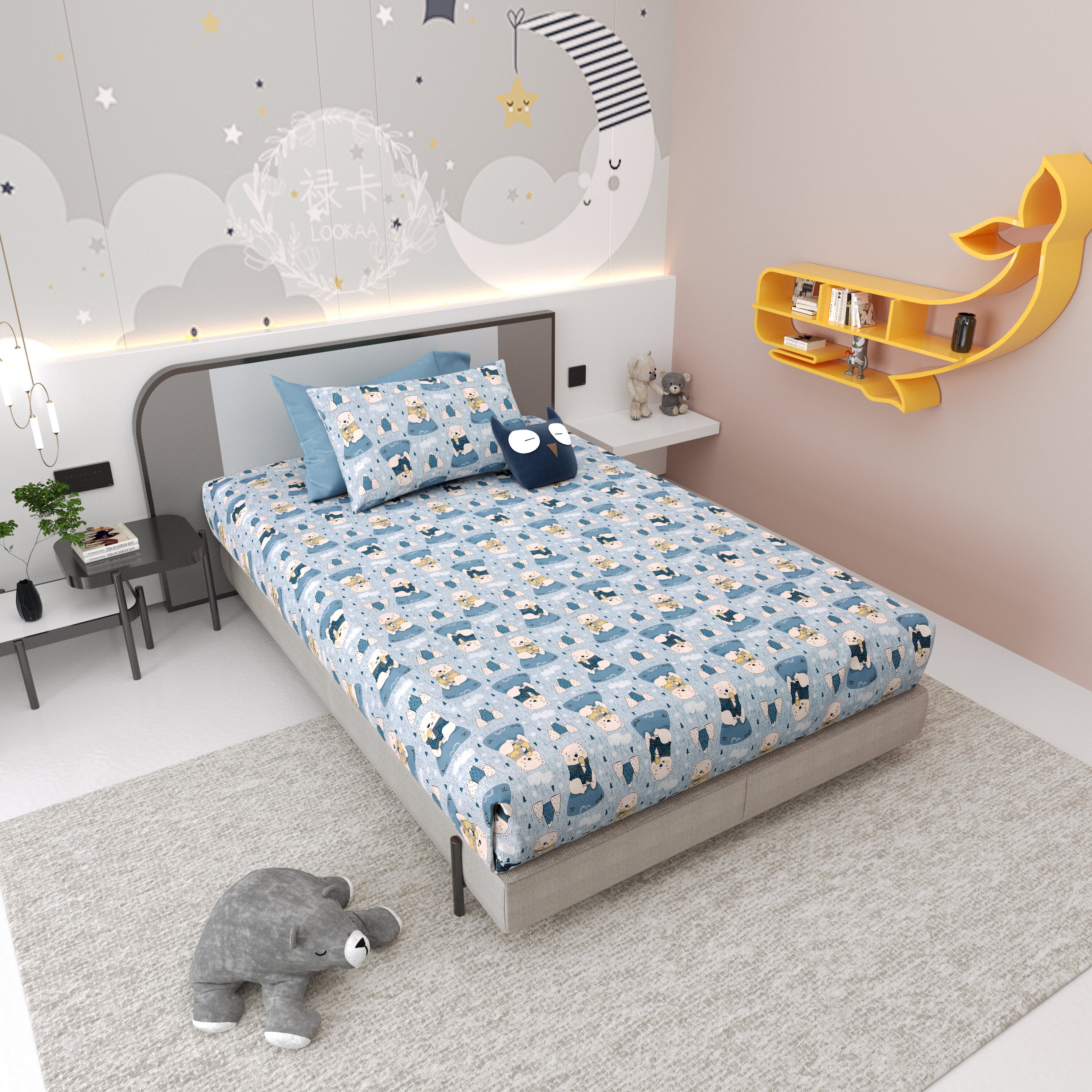 LIVING ROOTS Pure Cotton 1 Single Size Bedsheet 56*86 inches (4.6*7.1 feet ) With 1 Pillow Cover | Rich Fast Colour With No Colour Bleeding | Soft & Skin Friendly (032-A)