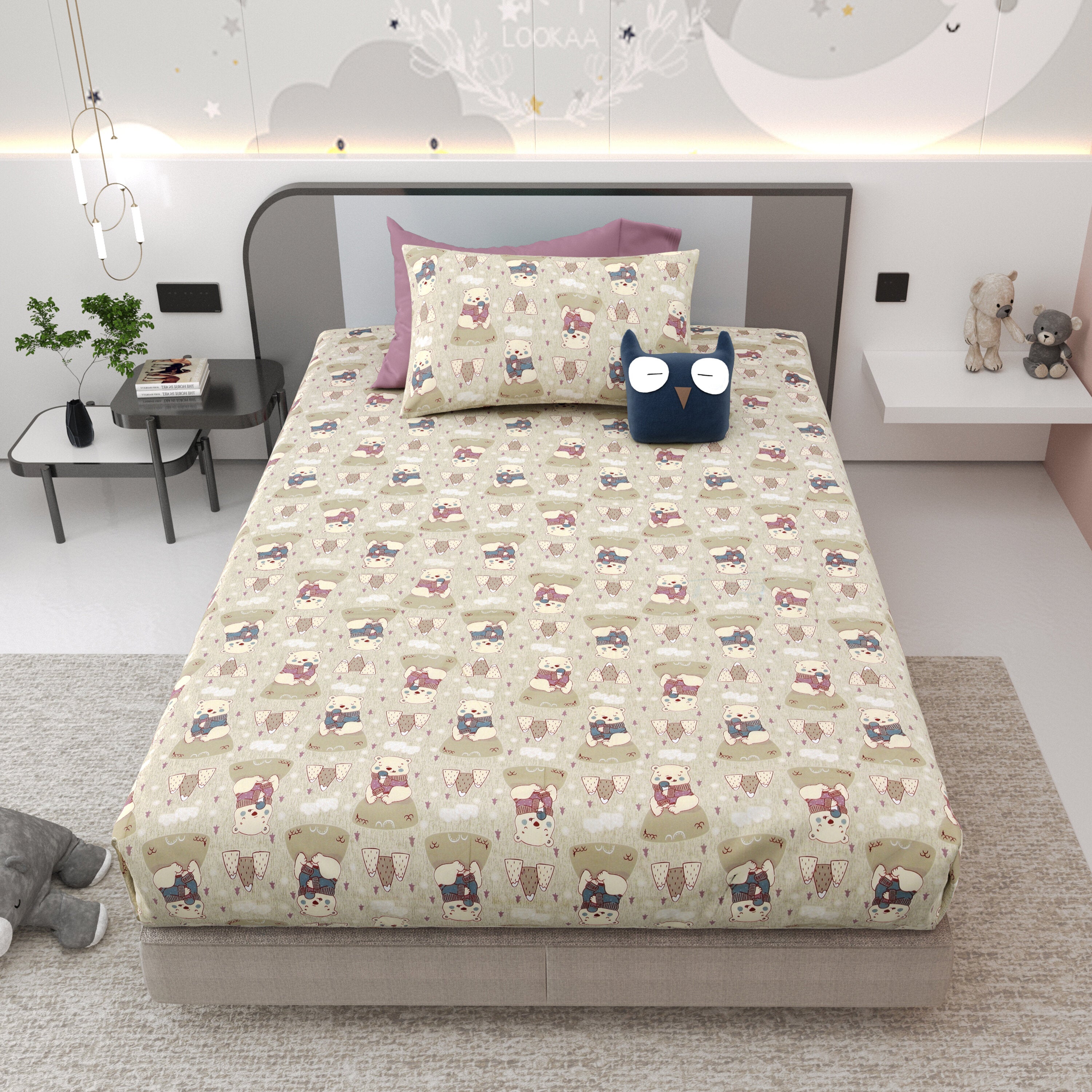 LIVING ROOTS Pure Cotton 1 Single Size Bedsheet 56*86 inches (4.6*7.1 feet ) With 1 Pillow Cover | Rich Fast Colour With No Colour Bleeding | Soft & Skin Friendly (032-B)