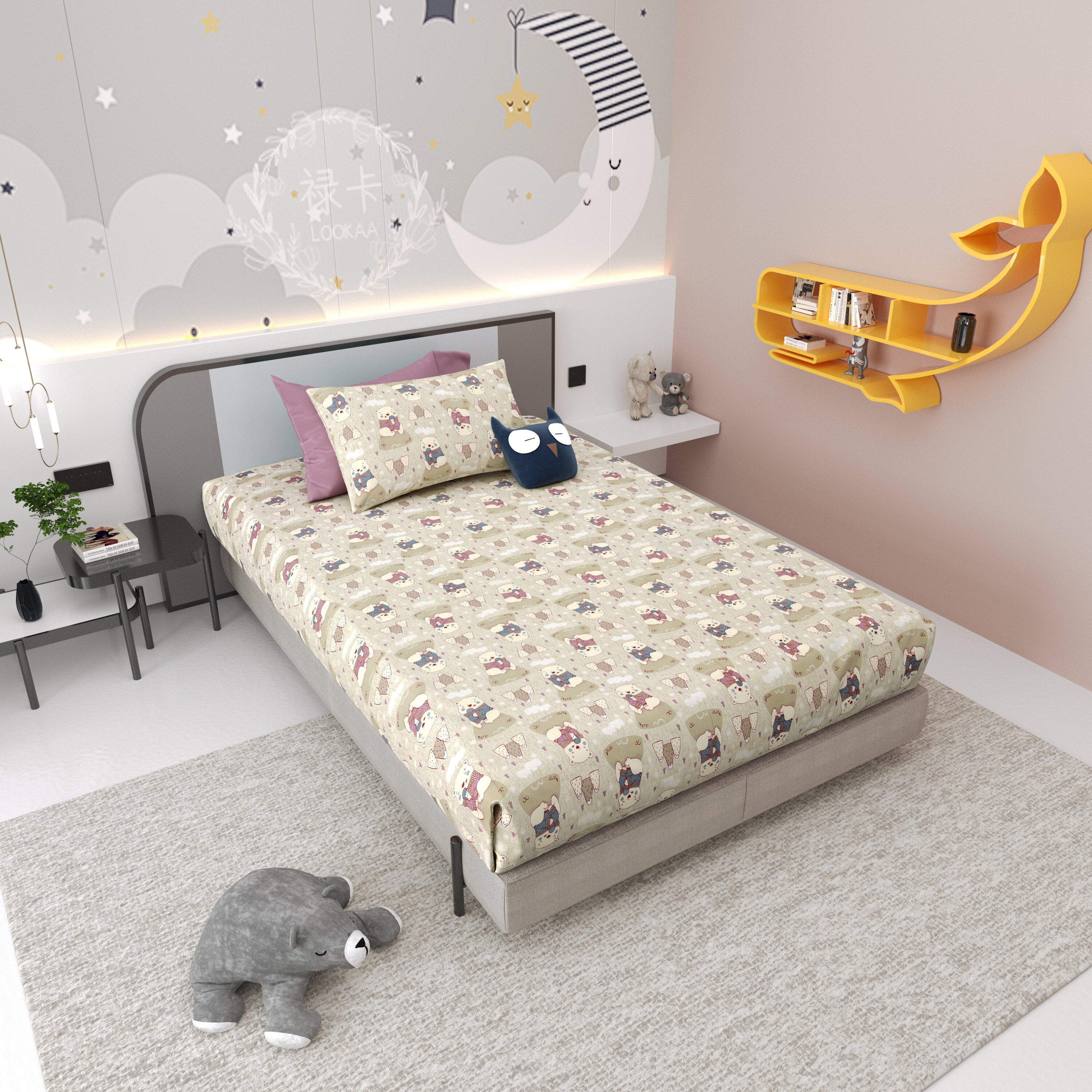 LIVING ROOTS Pure Cotton 1 Single Size Bedsheet 56*86 inches (4.6*7.1 feet ) With 1 Pillow Cover | Rich Fast Colour With No Colour Bleeding | Soft & Skin Friendly (032-B)