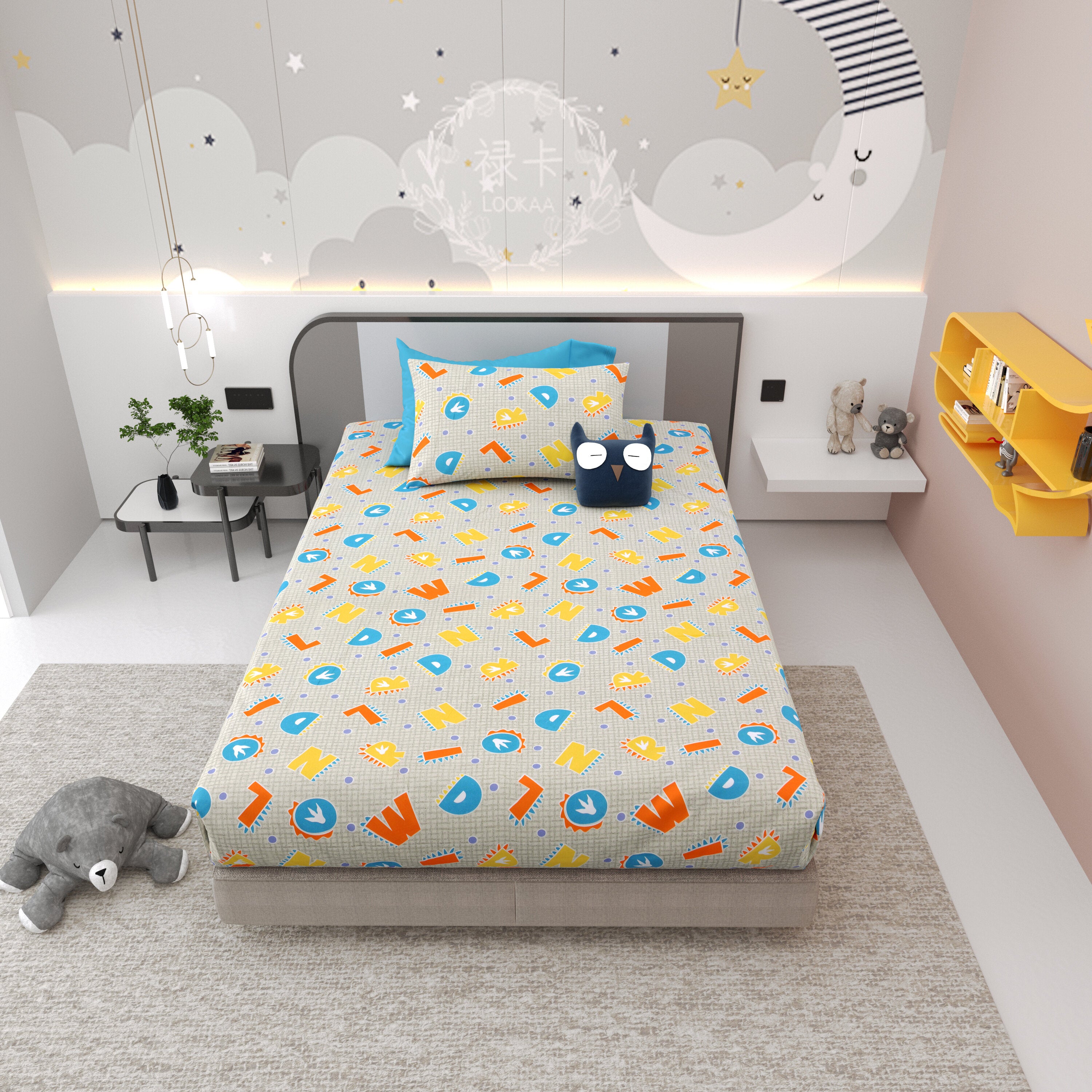 LIVING ROOTS Pure Cotton 1 Single Size Bedsheet 56*86 inches (4.6*7.1 feet ) With 1 Pillow Cover | Rich Fast Colour With No Colour Bleeding | Soft & Skin Friendly (033-A)