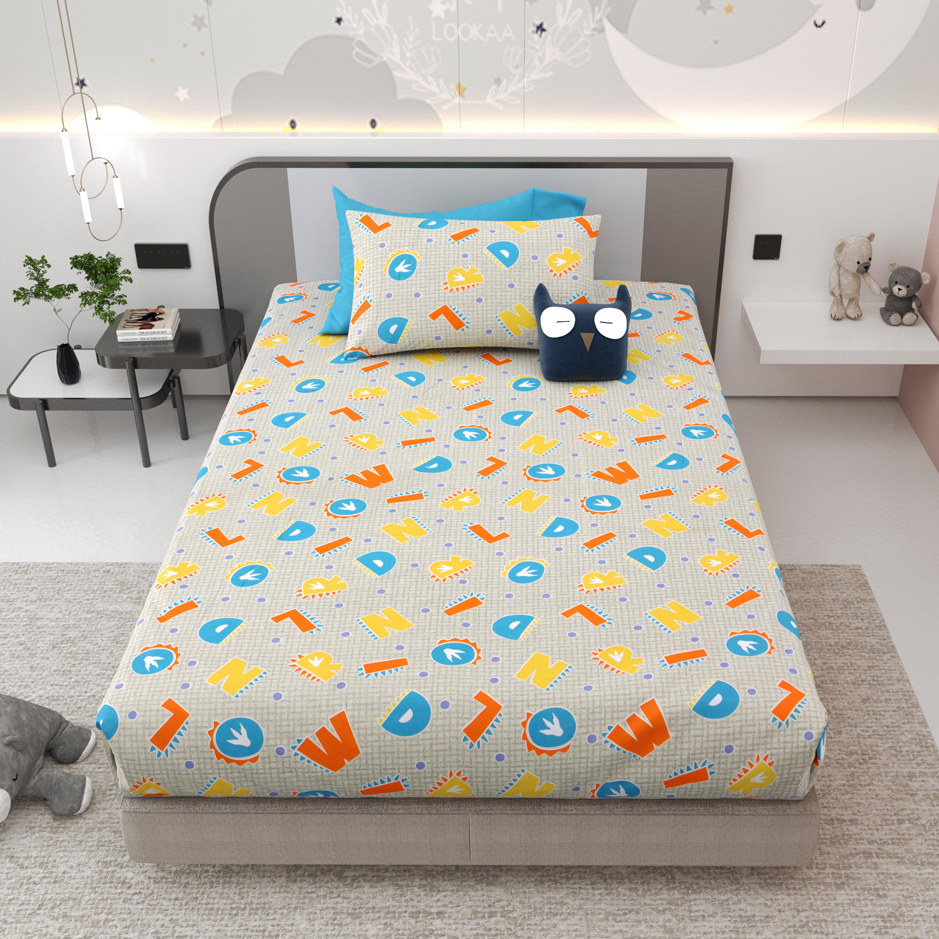 LIVING ROOTS Pure Cotton 1 Single Size Bedsheet 56*86 inches (4.6*7.1 feet ) With 1 Pillow Cover | Rich Fast Colour With No Colour Bleeding | Soft & Skin Friendly (033-A)