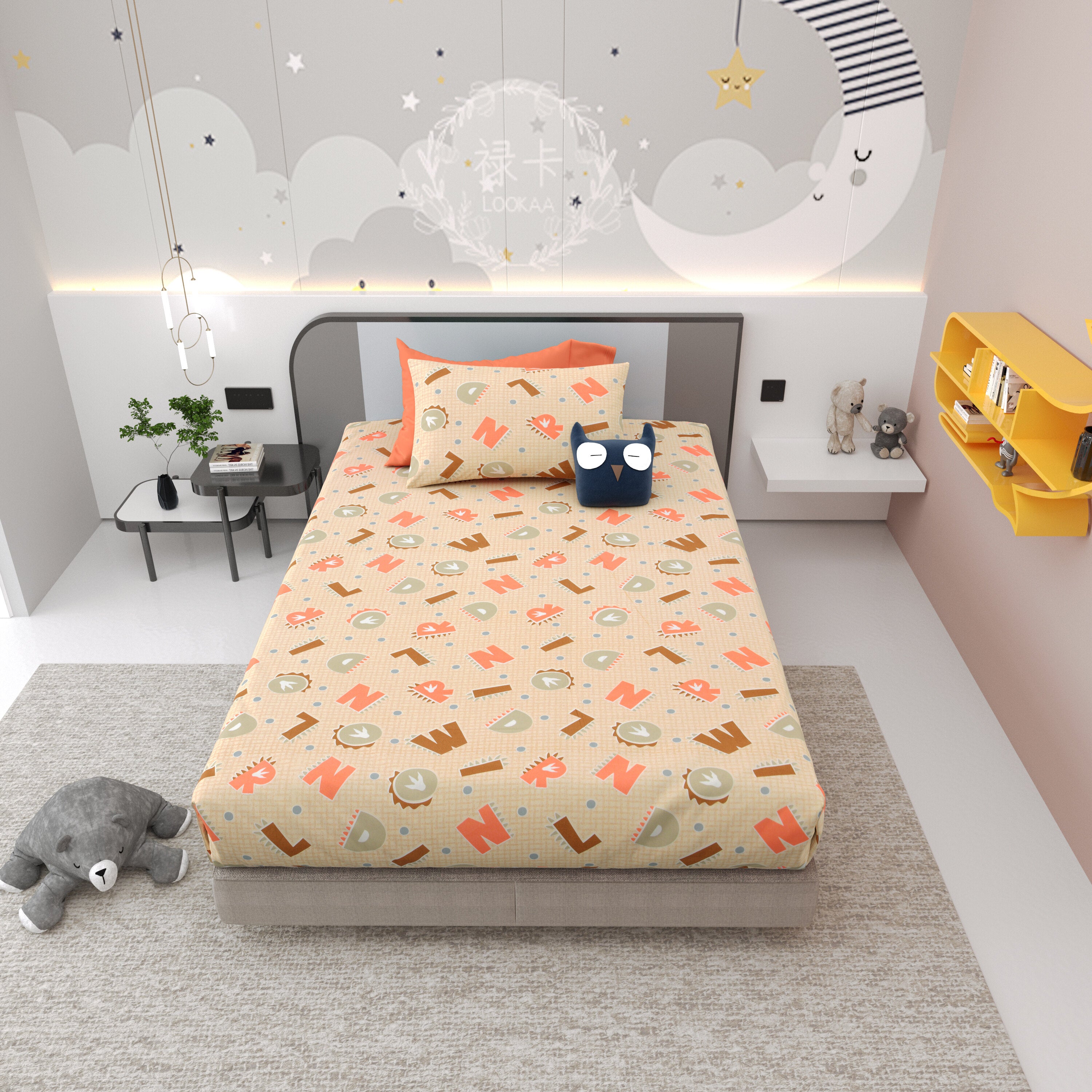 LIVING ROOTS Pure Cotton 1 Single Size Bedsheet 56*86 inches (4.6*7.1 feet ) With 1 Pillow Cover | Rich Fast Colour With No Colour Bleeding | Soft & Skin Friendly (033-B)