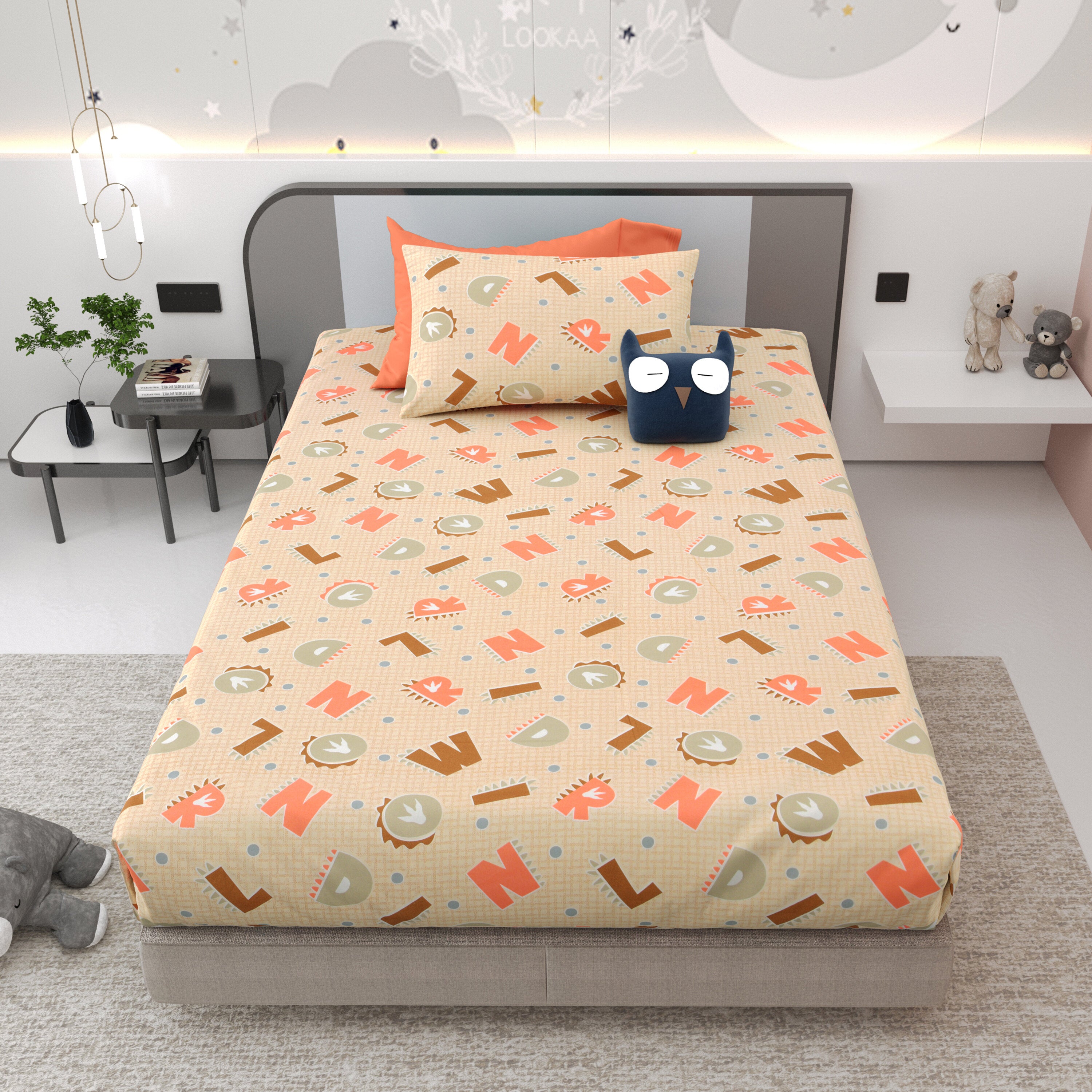 LIVING ROOTS Pure Cotton 1 Single Size Bedsheet 56*86 inches (4.6*7.1 feet ) With 1 Pillow Cover | Rich Fast Colour With No Colour Bleeding | Soft & Skin Friendly (033-B)