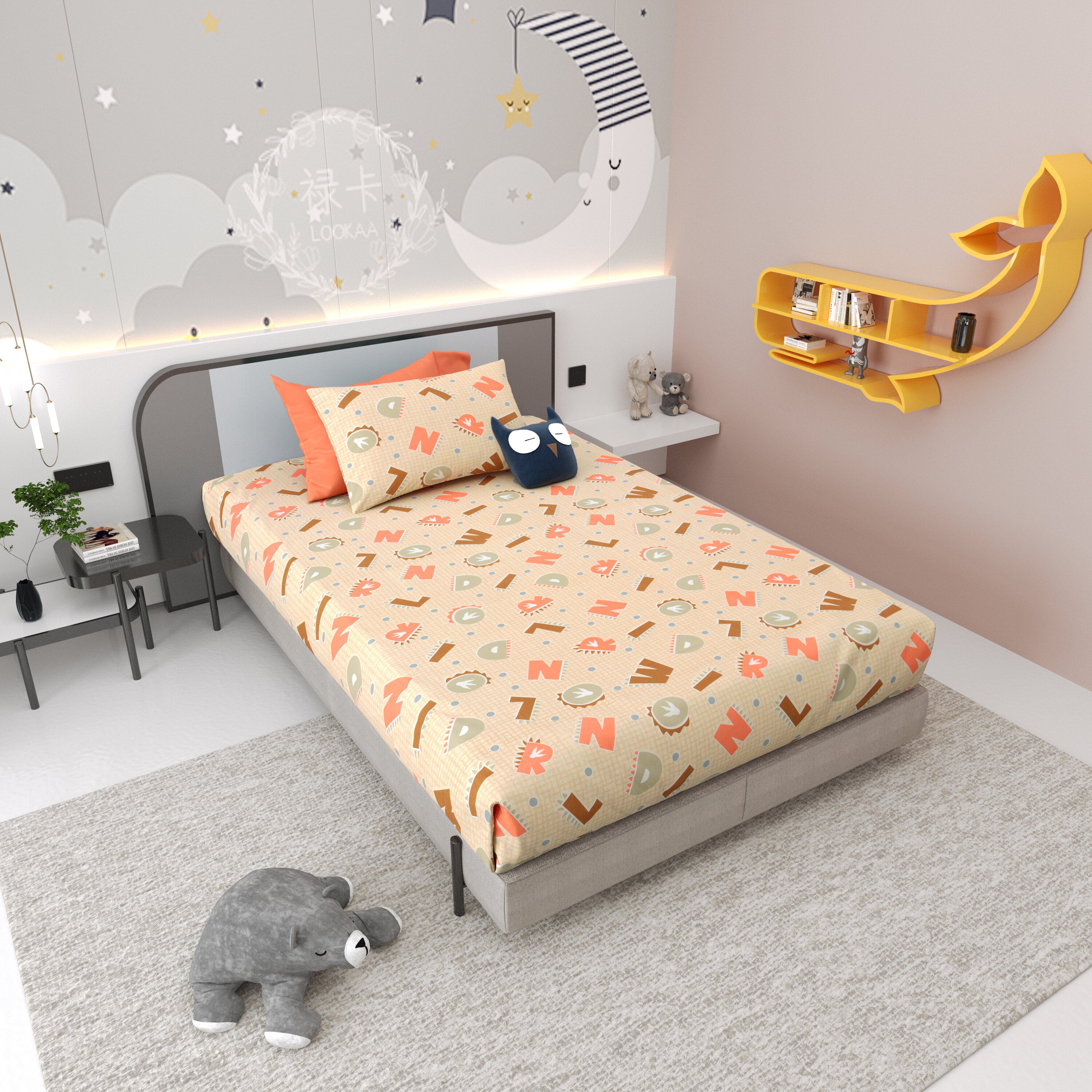 LIVING ROOTS Pure Cotton 1 Single Size Bedsheet 56*86 inches (4.6*7.1 feet ) With 1 Pillow Cover | Rich Fast Colour With No Colour Bleeding | Soft & Skin Friendly (033-B)