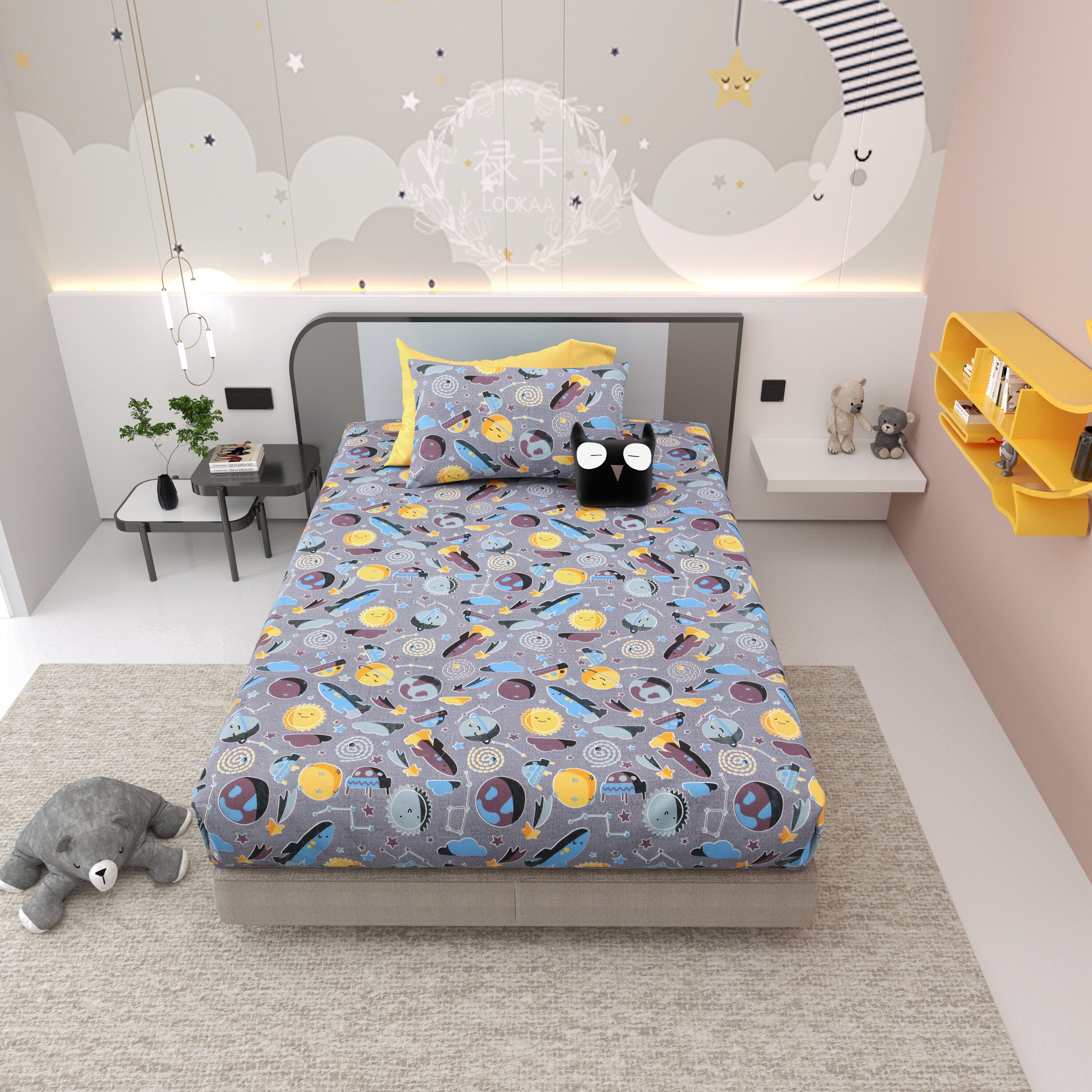 LIVING ROOTS Pure Cotton 1 Single Size Bedsheet 56*86 inches (4.6*7.1 feet ) With 1 Pillow Cover | Rich Fast Colour With No Colour Bleeding | Soft & Skin Friendly (034-A)