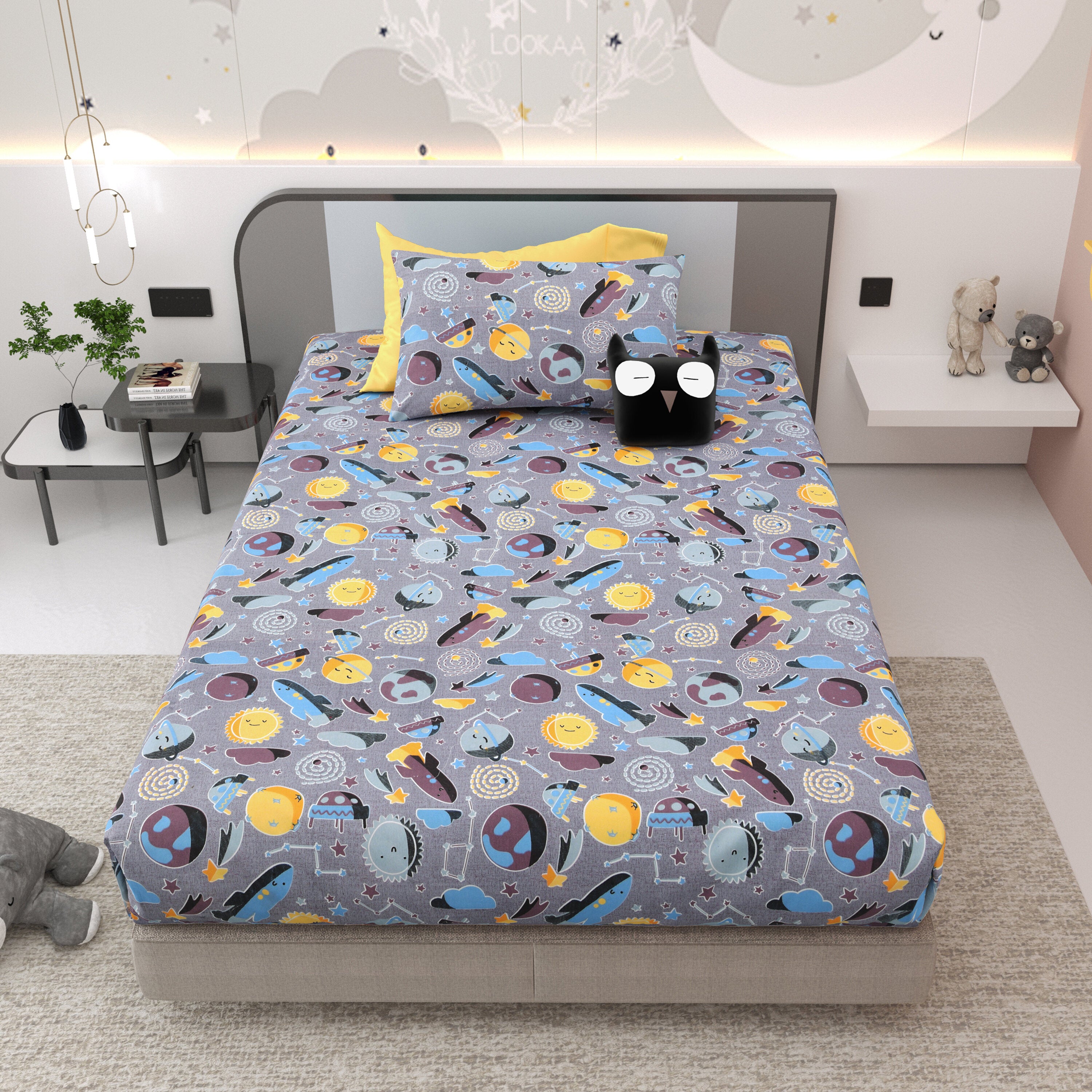 LIVING ROOTS Pure Cotton 1 Single Size Bedsheet 56*86 inches (4.6*7.1 feet ) With 1 Pillow Cover | Rich Fast Colour With No Colour Bleeding | Soft & Skin Friendly (034-A)