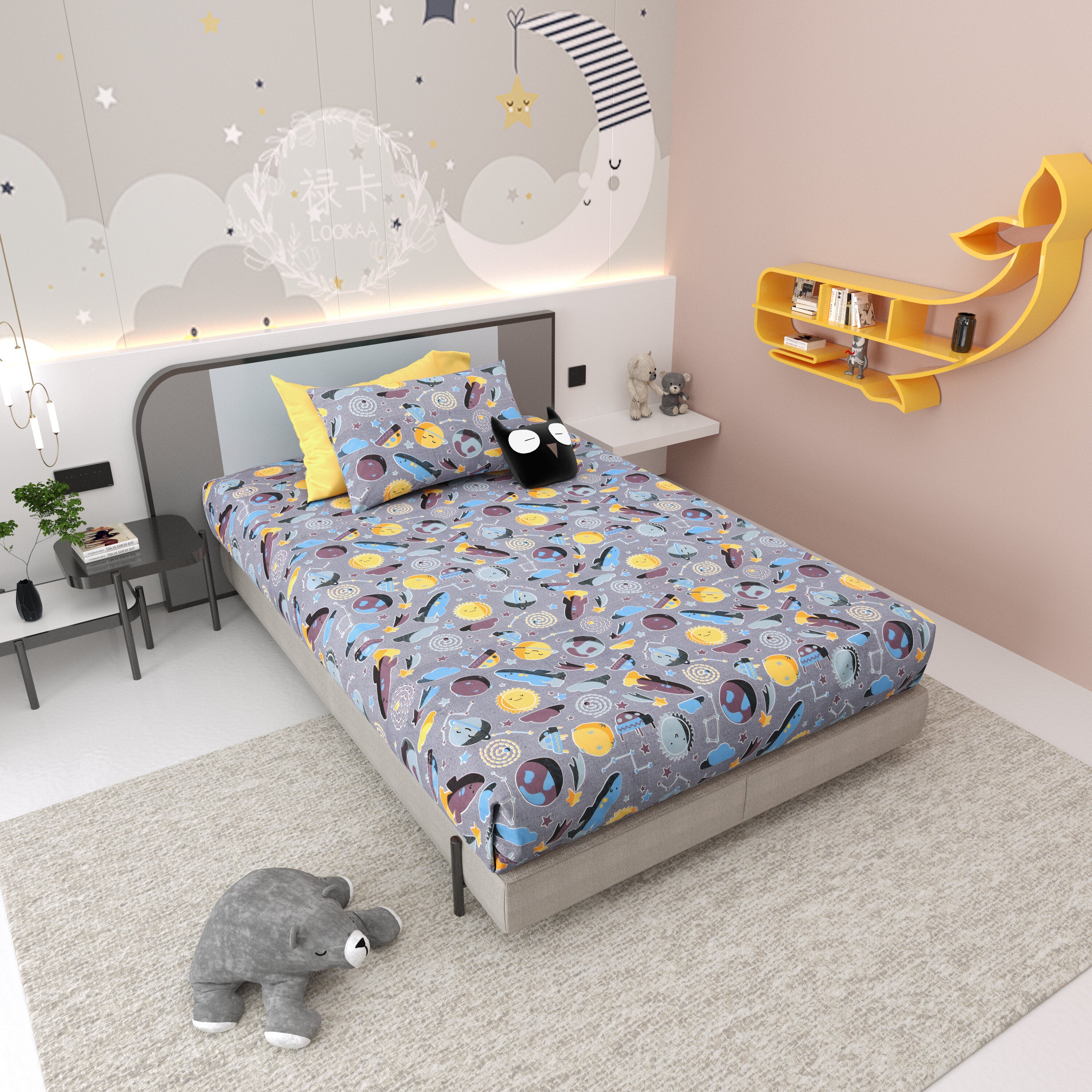 LIVING ROOTS Pure Cotton 1 Single Size Bedsheet 56*86 inches (4.6*7.1 feet ) With 1 Pillow Cover | Rich Fast Colour With No Colour Bleeding | Soft & Skin Friendly (034-A)