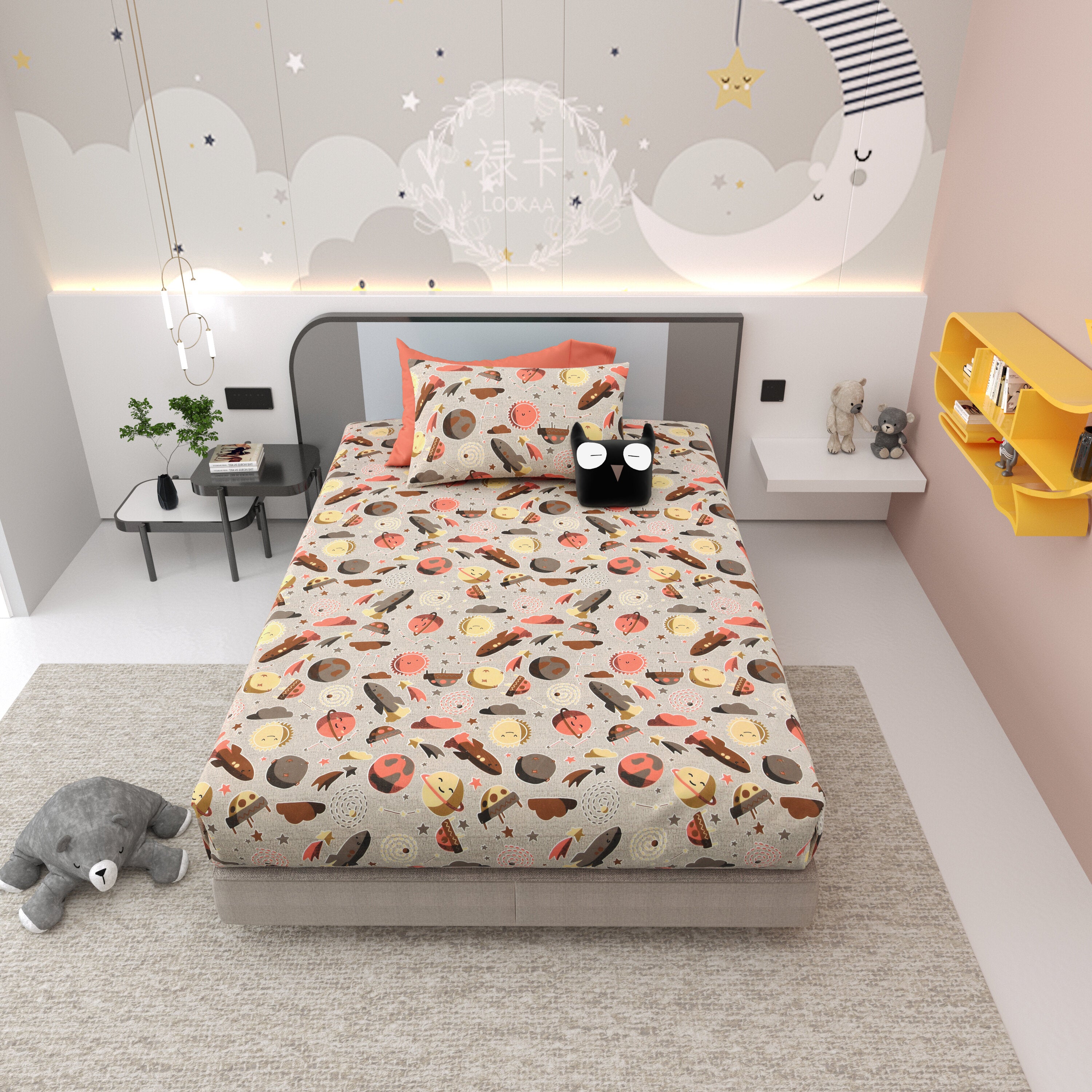 LIVING ROOTS Pure Cotton 1 Single Size Bedsheet 56*86 inches (4.6*7.1 feet ) With 1 Pillow Cover | Rich Fast Colour With No Colour Bleeding | Soft & Skin Friendly (034-B)
