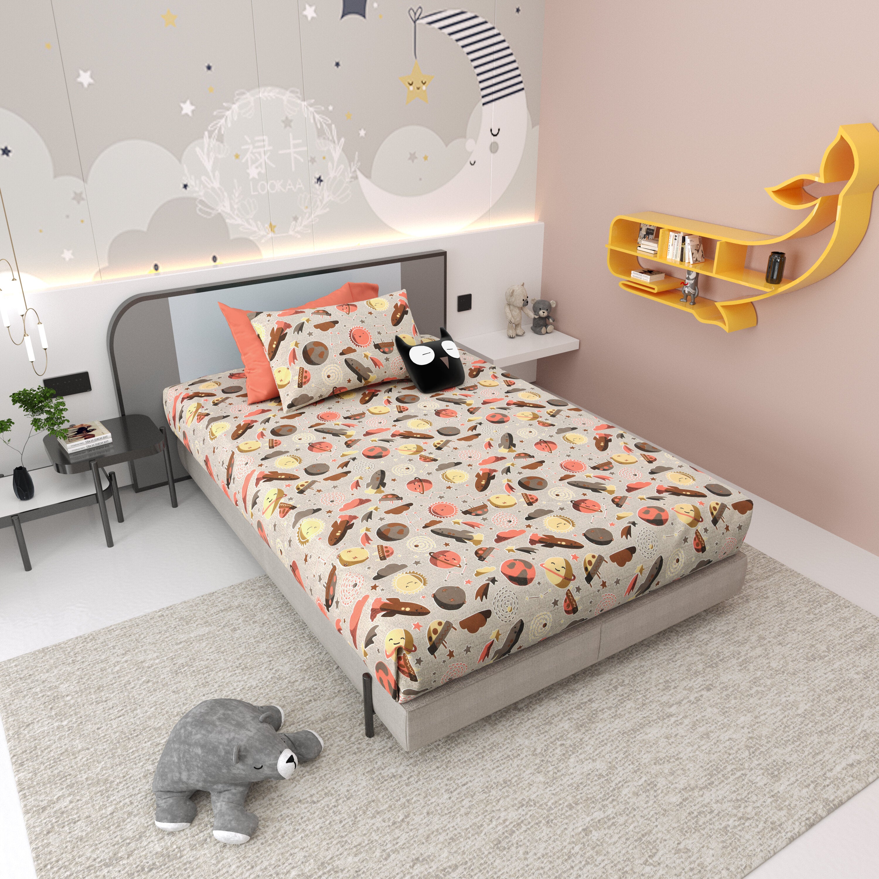 LIVING ROOTS Pure Cotton 1 Single Size Bedsheet 56*86 inches (4.6*7.1 feet ) With 1 Pillow Cover | Rich Fast Colour With No Colour Bleeding | Soft & Skin Friendly (034-B)