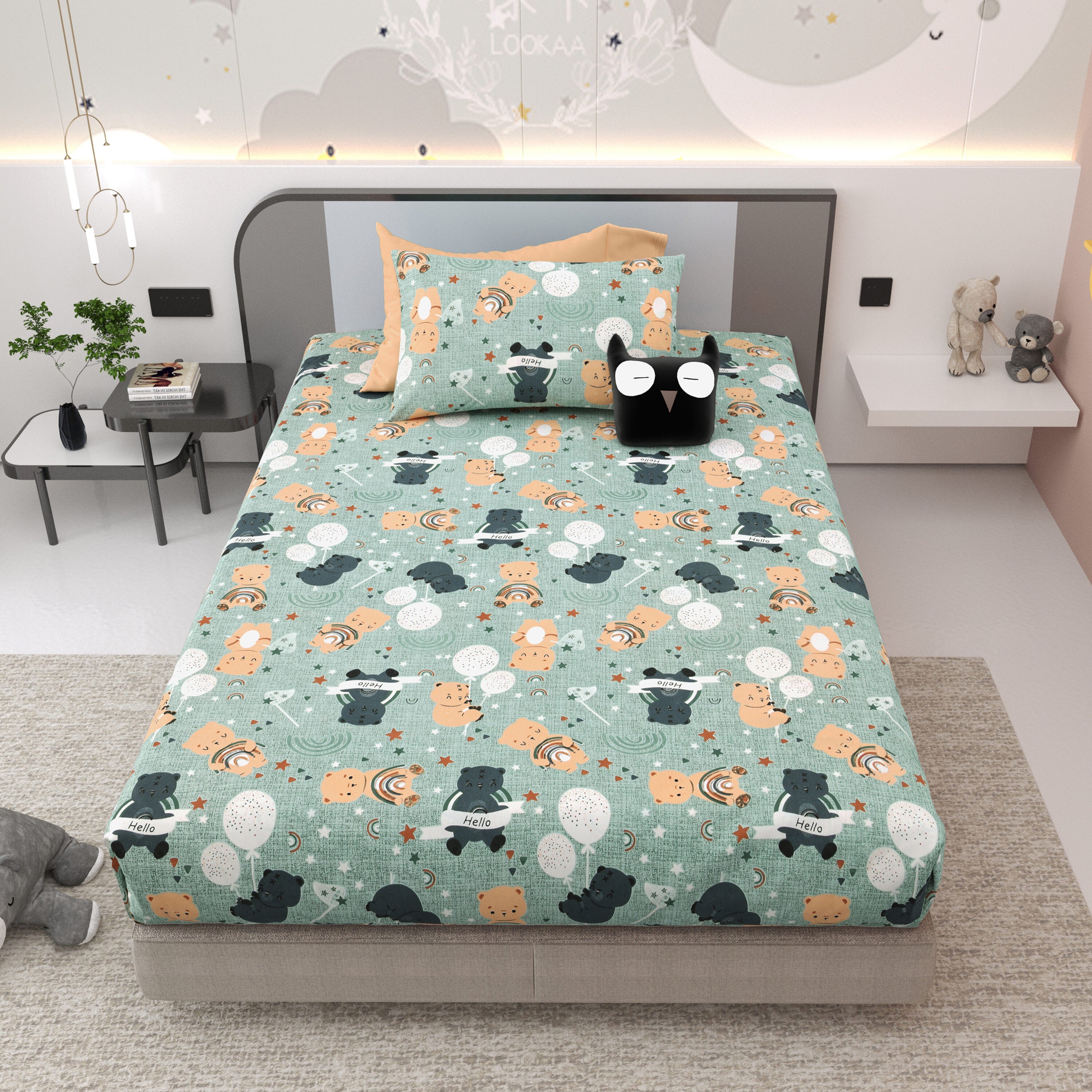 LIVING ROOTS Pure Cotton 1 Single Size Bedsheet 56*86 inches (4.6*7.1 feet ) With 1 Pillow Cover | Rich Fast Colour With No Colour Bleeding | Soft & Skin Friendly (035-B)