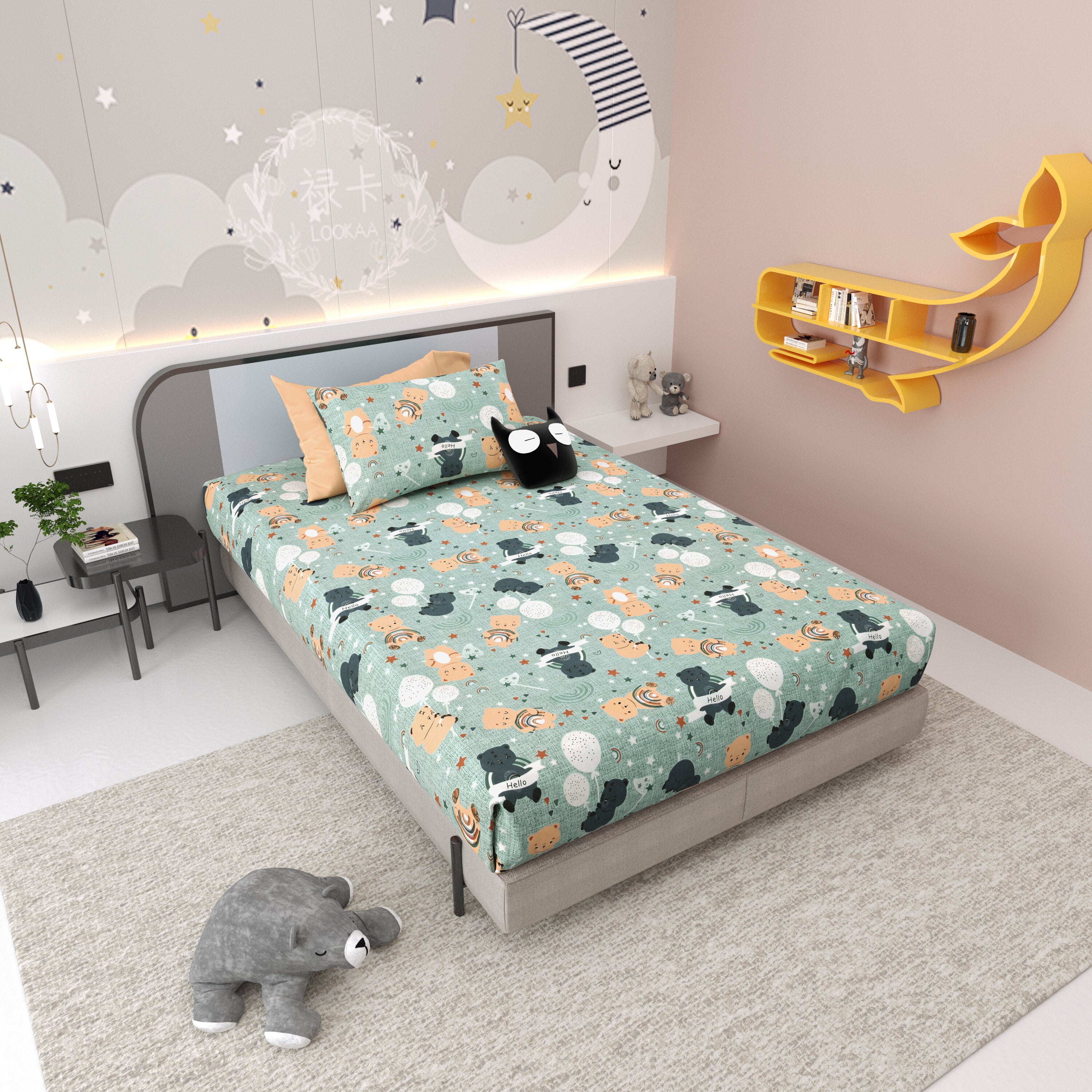 LIVING ROOTS Pure Cotton 1 Single Size Bedsheet 56*86 inches (4.6*7.1 feet ) With 1 Pillow Cover | Rich Fast Colour With No Colour Bleeding | Soft & Skin Friendly (035-B)