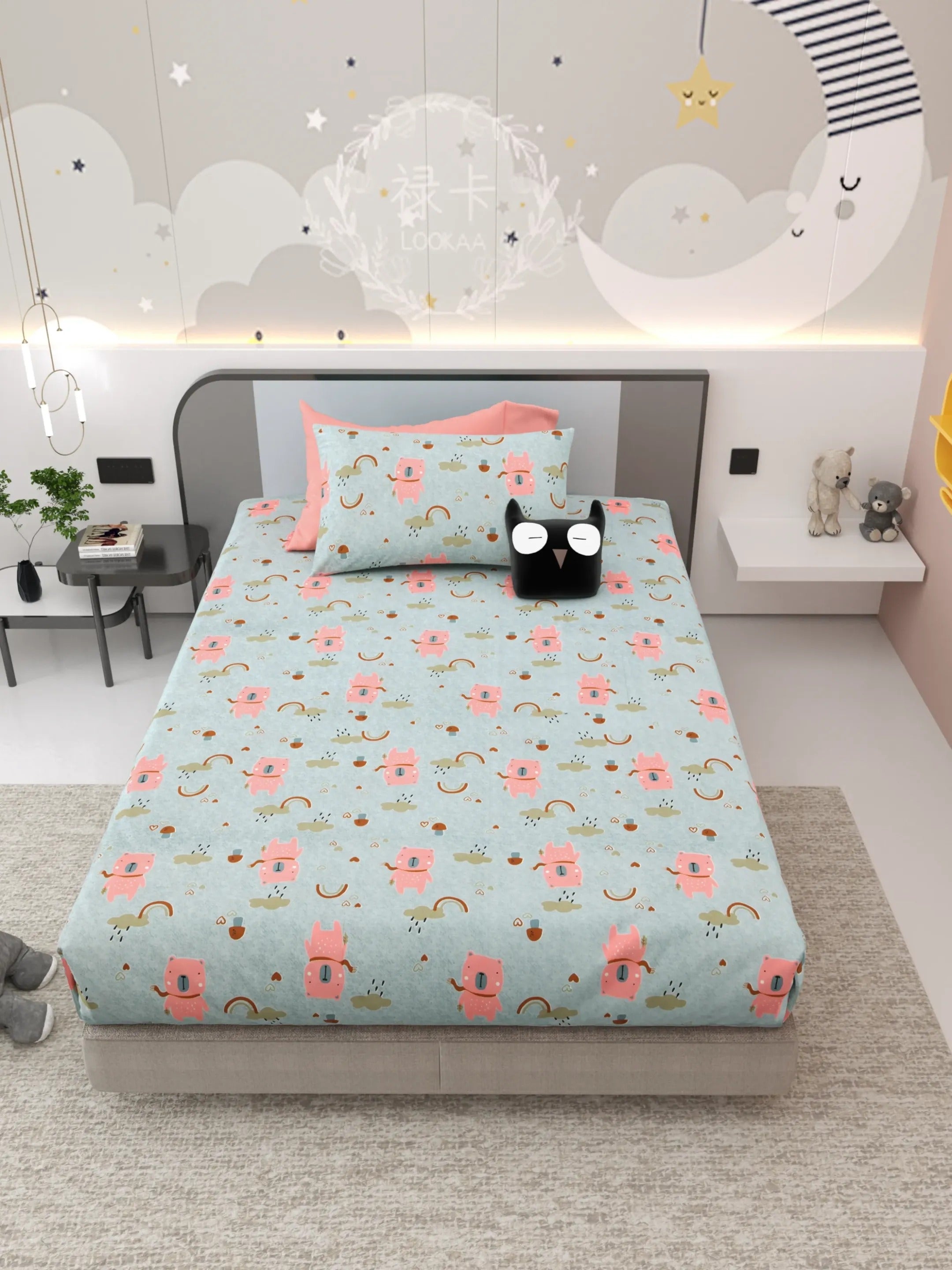 LIVING ROOTS Pure Cotton 1 Single Size Bedsheet 56*86 inches (4.6*7.1 feet ) With 1 Pillow Cover | Rich Fast Colour With No Colour Bleeding | Soft & Skin Friendly (036-A)