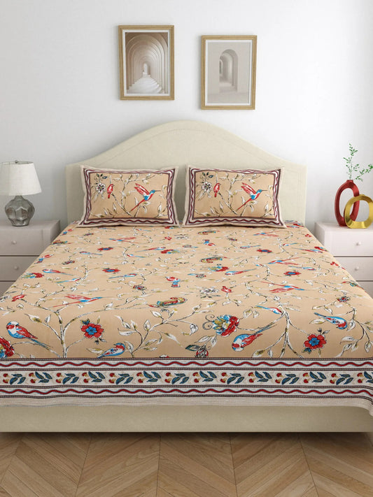 LIVING ROOTS Pure Cotton 1 Double King Size Bedsheet with 2 Pillow Cover 86*104 inches (7.1*8.6Feet) | Rich Fast Colour with No Colour Bleeding | Soft Skin Friendly (04-31-500-A)
)