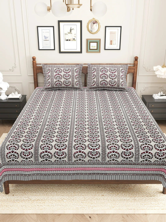 LIVING ROOTS Pure Cotton 1 Super King Size Bedsheet 96*104 inches (8*8.6 feet ) With 2 Pillow Cover | Rich Fast Colour With No Colour Bleeding | Soft & Skin Friendly (541-A)