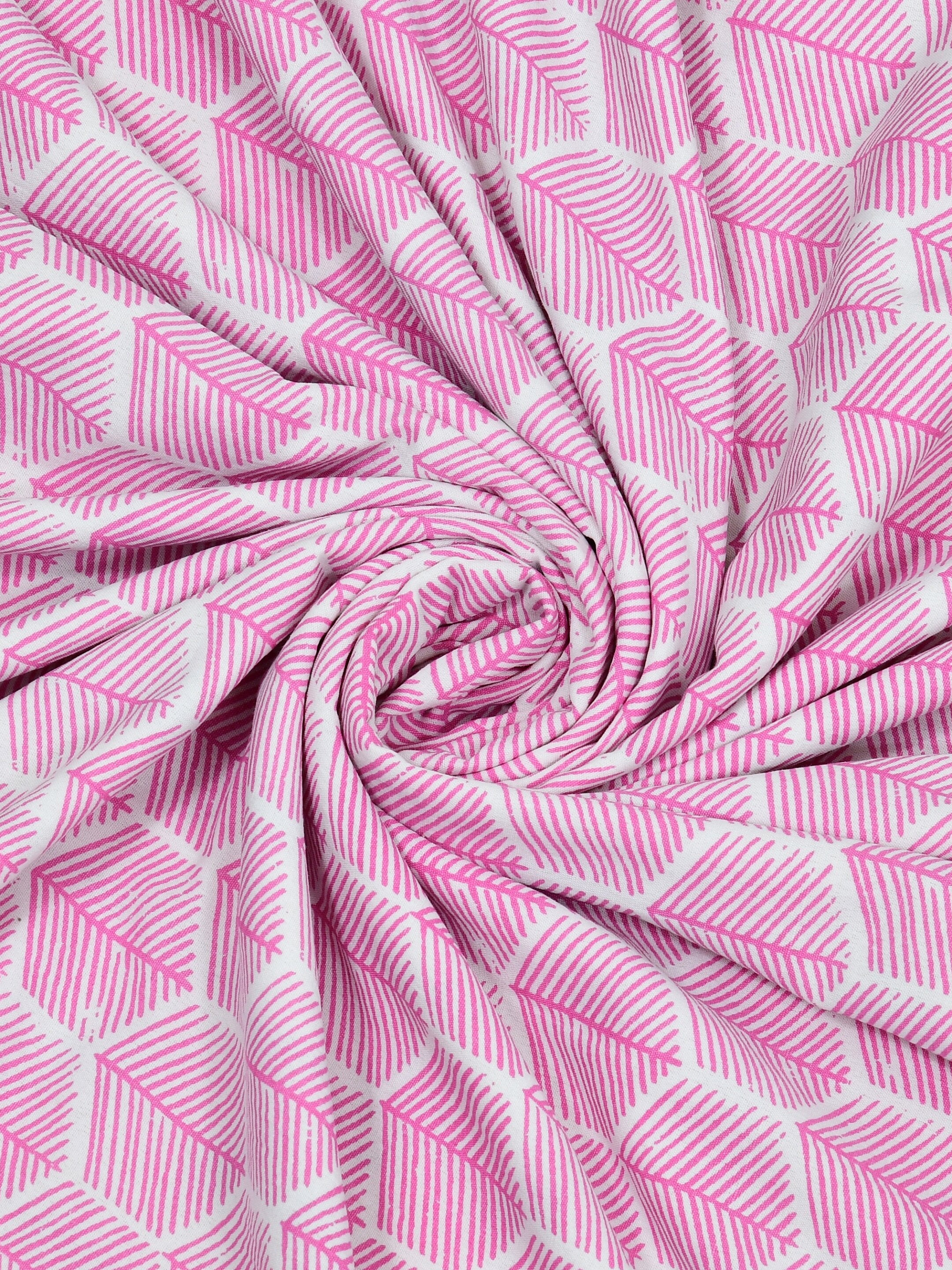 Living Roots Hand Block Stripe Floral Printed | Single Bed Dohar Lightweight For Summer Mild Winters AC Reversible Soft Comforter | No Colour Bleeding, Pink Colour, 56*86 inches, 150TC (11-024-A)