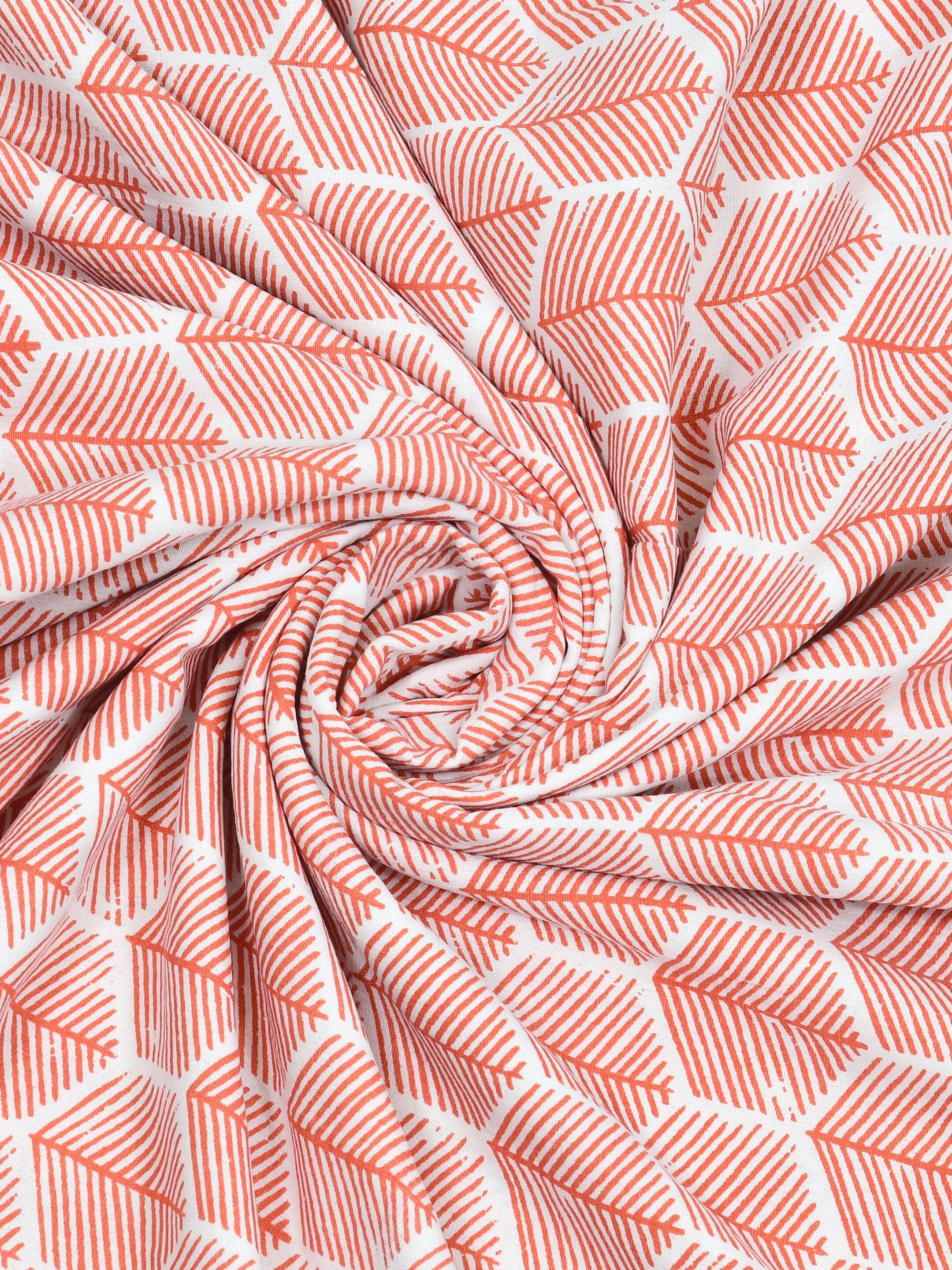 Living Roots Hand Block Stripe Floral Printed | Single Bed Dohar Lightweight For Summer Mild Winters AC Reversible Soft Comforter | No Colour Bleeding, Coral Colour, 56*86 inches, 150TC (11-024-B)