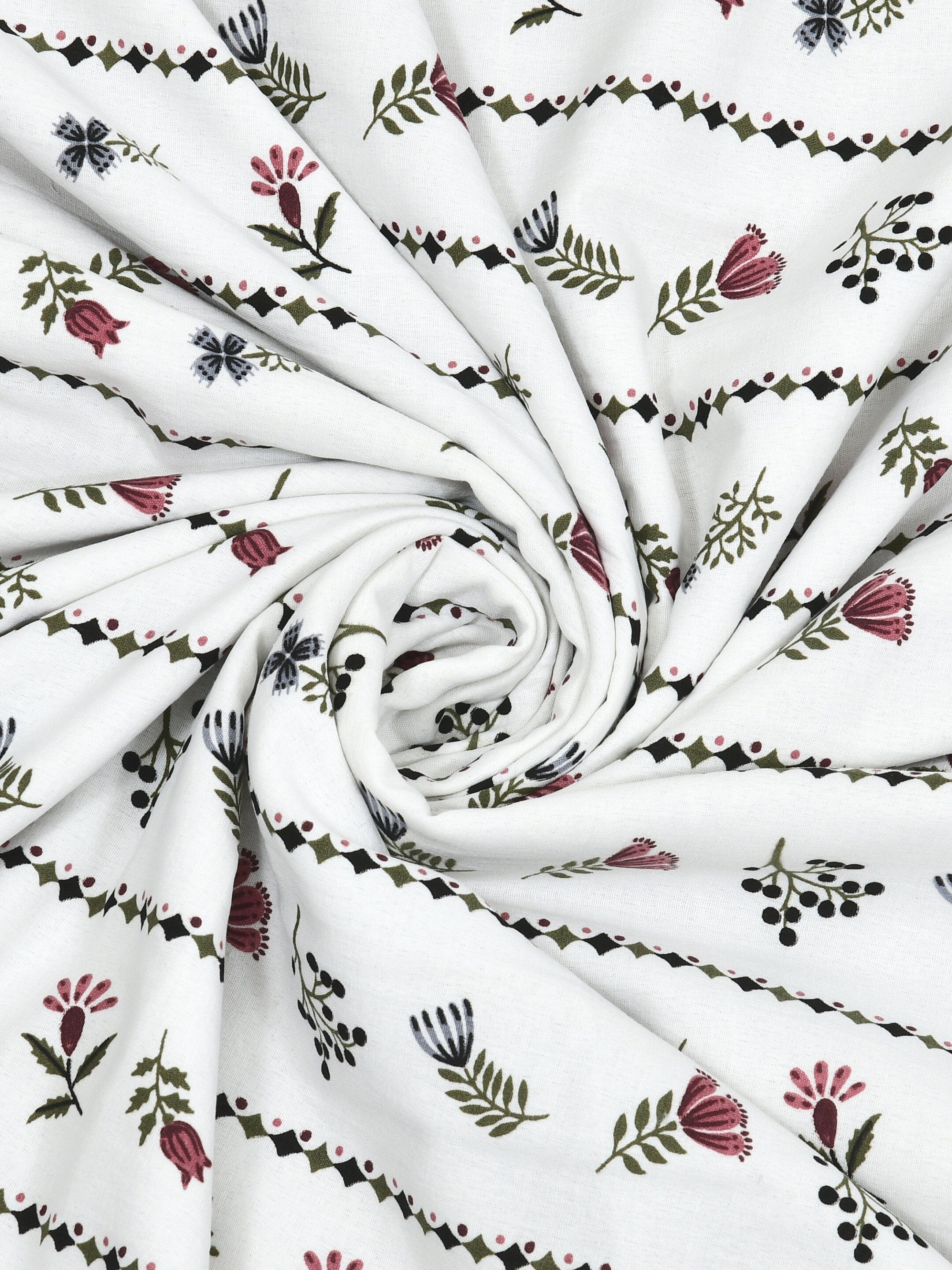 Living Roots Hand Block Stripe Floral Printed | Single Bed Dohar Lightweight For Summer Mild Winters AC Reversible Soft Comforter | No Colour Bleeding, Wine Colour, 56*86 inches, 150TC (11-024-C)