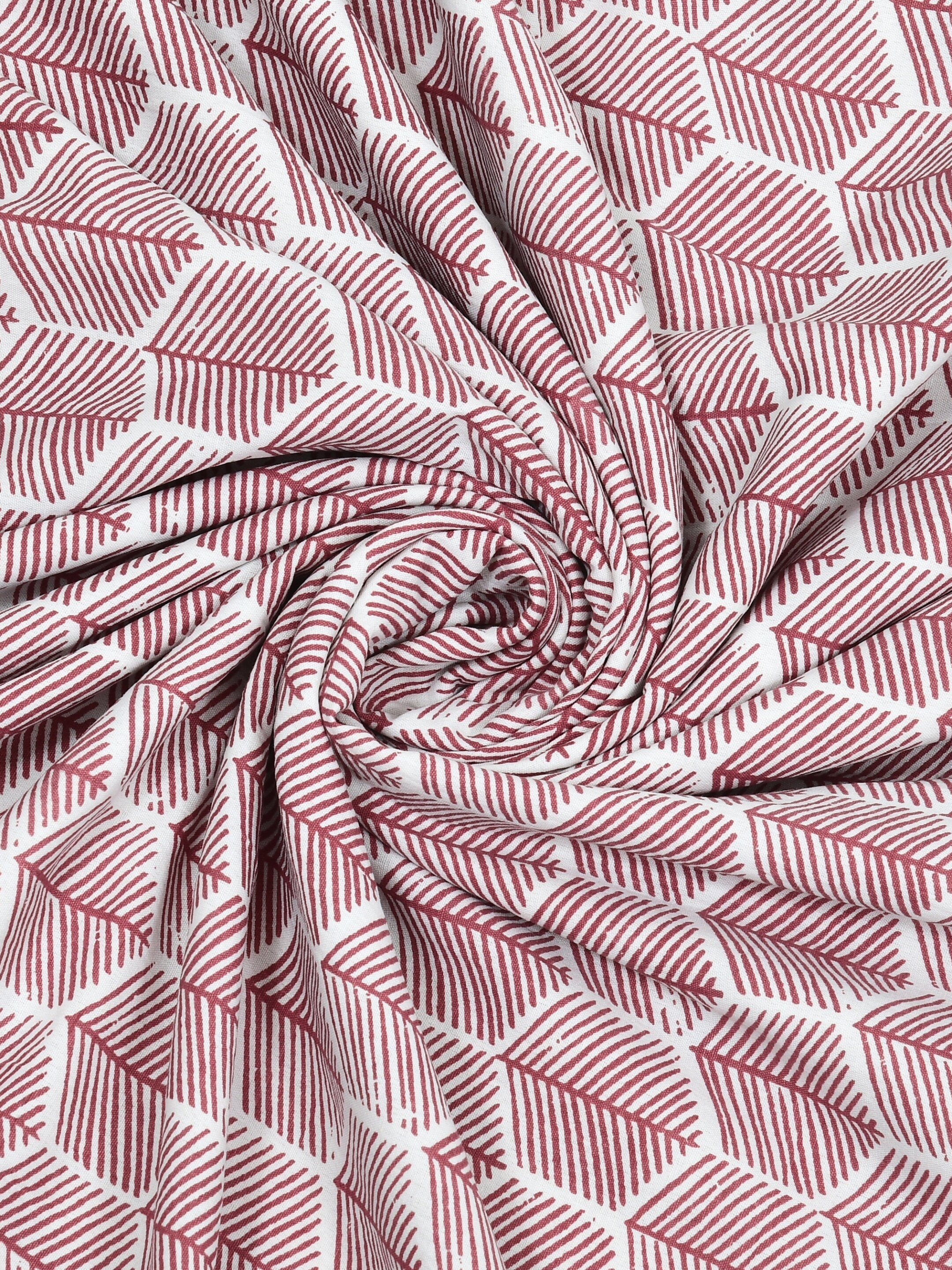 Living Roots Hand Block Stripe Floral Printed | Single Bed Dohar Lightweight For Summer Mild Winters AC Reversible Soft Comforter | No Colour Bleeding, Wine Colour, 56*86 inches, 150TC (11-024-C)
