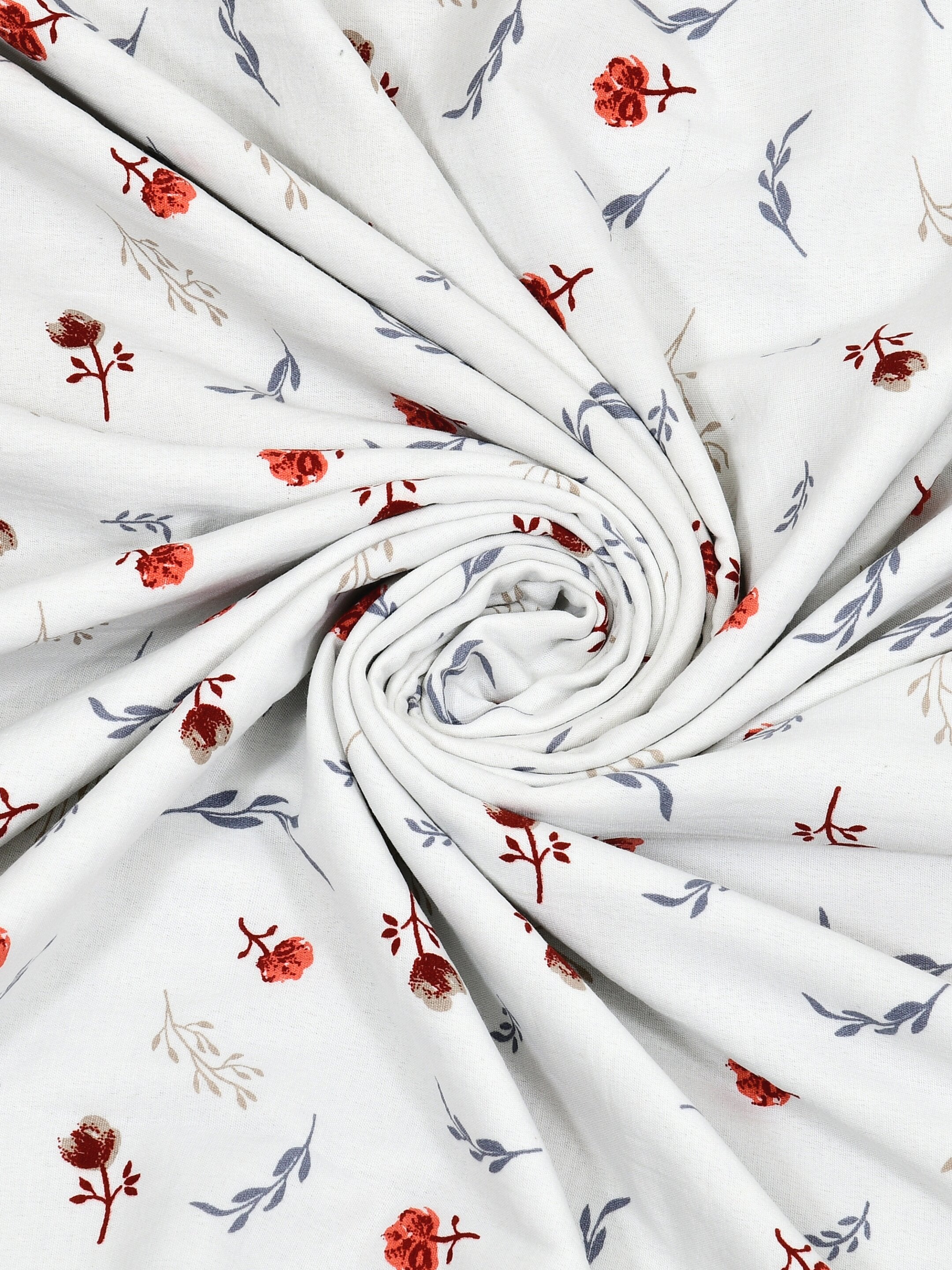 Living Roots Hand Block Geometric Floral Printed | Single Bed Dohar Lightweight For Summer Mild Winters AC Reversible Soft Comforter | No Colour Bleeding, Grey Colour, 56*86 inches, 150TC (025-A)