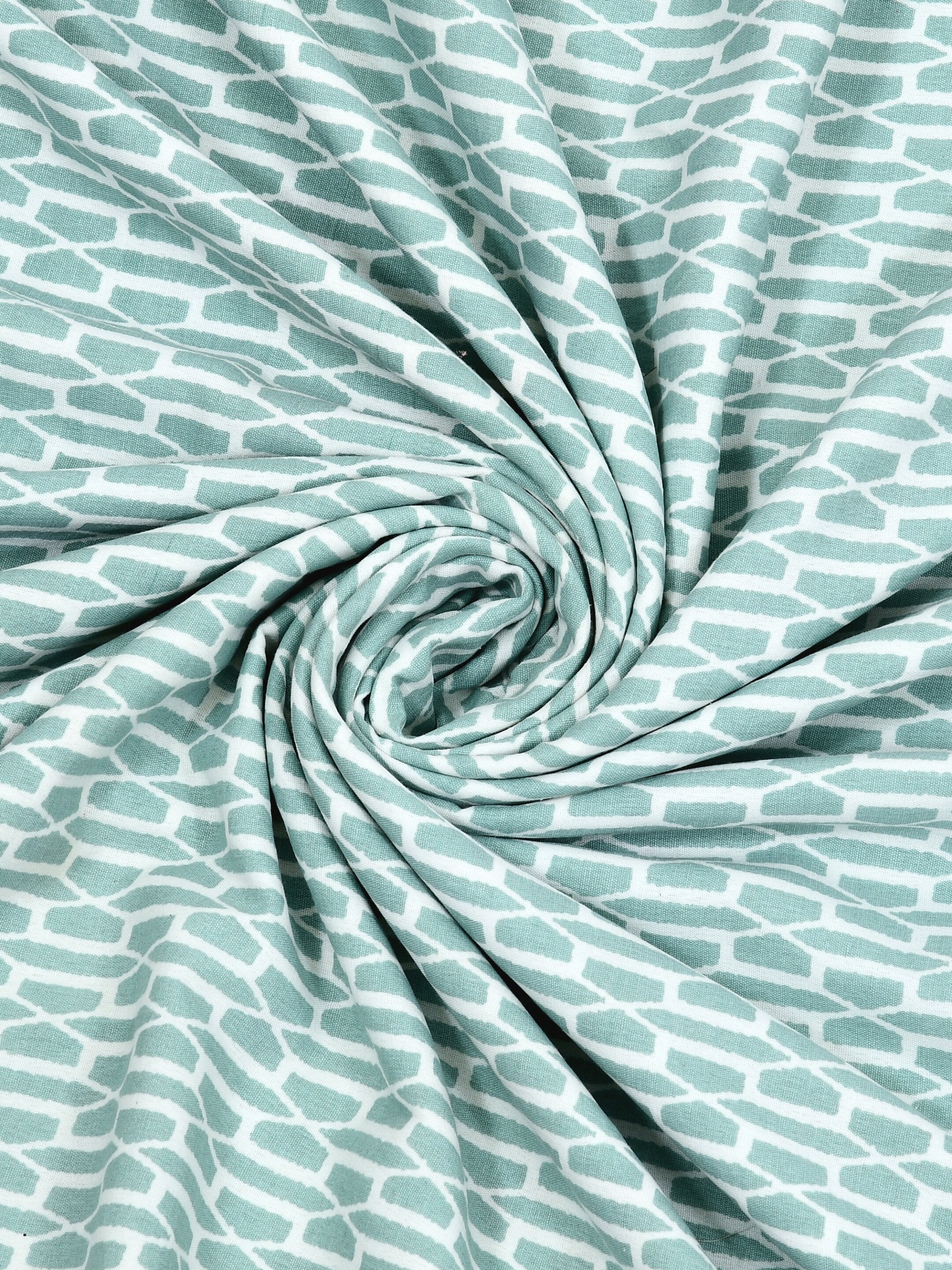 Living Roots Hand Block Geometric Floral Printed | Single Bed Dohar Lightweight For Summer Mild Winters AC Reversible Soft Comforter | No Colour Bleeding, Teal Colour, 56*86 inches, 150TC (11-025-B)