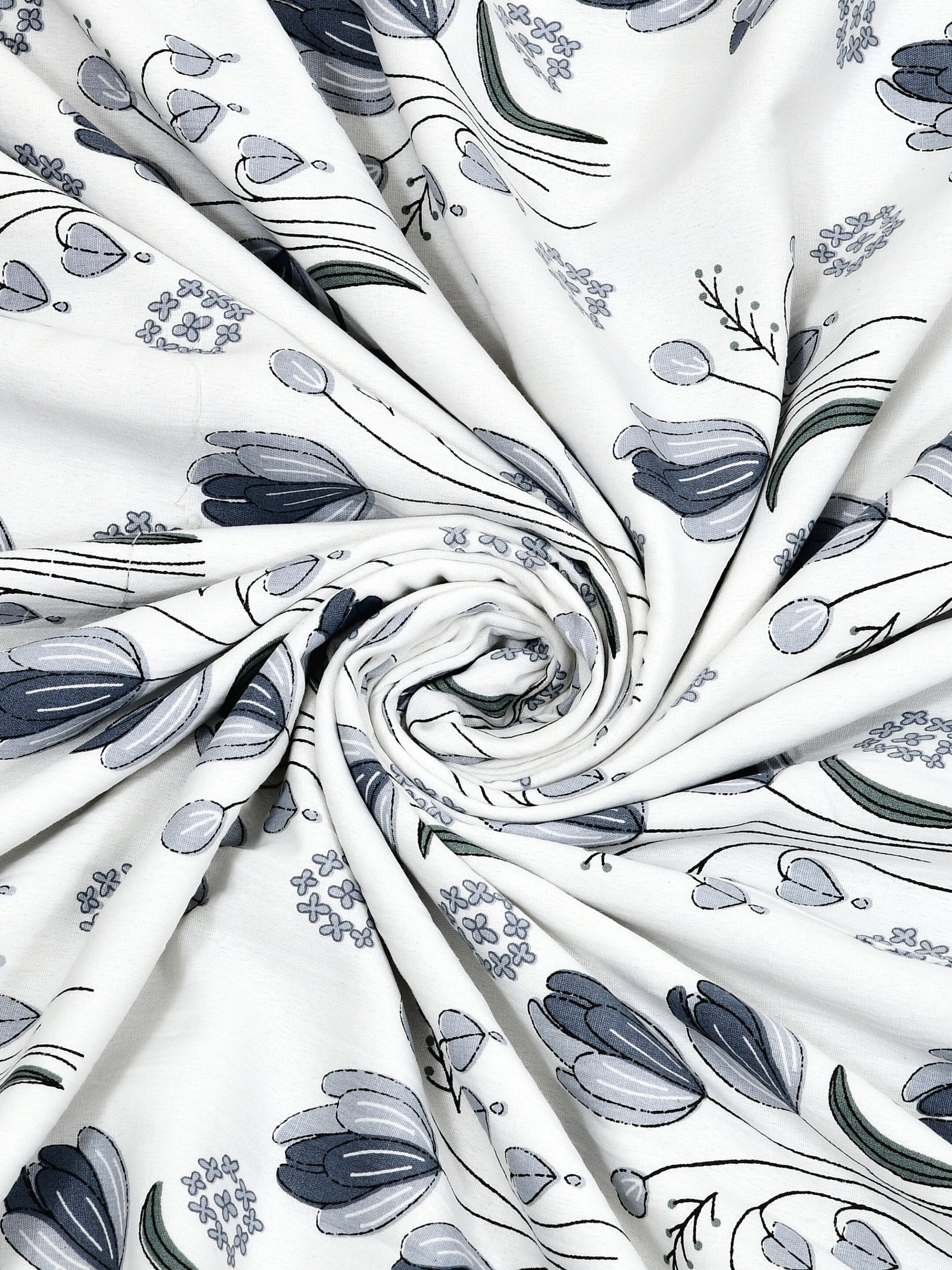 Living Roots Hand Block Geometric Printed | Single Bed Dohar Lightweight For Summer Mild Winters AC Reversible Soft Comforter | No Colour Bleeding, Grey Colour, 56*86 inches, 150TC (11-027-B)