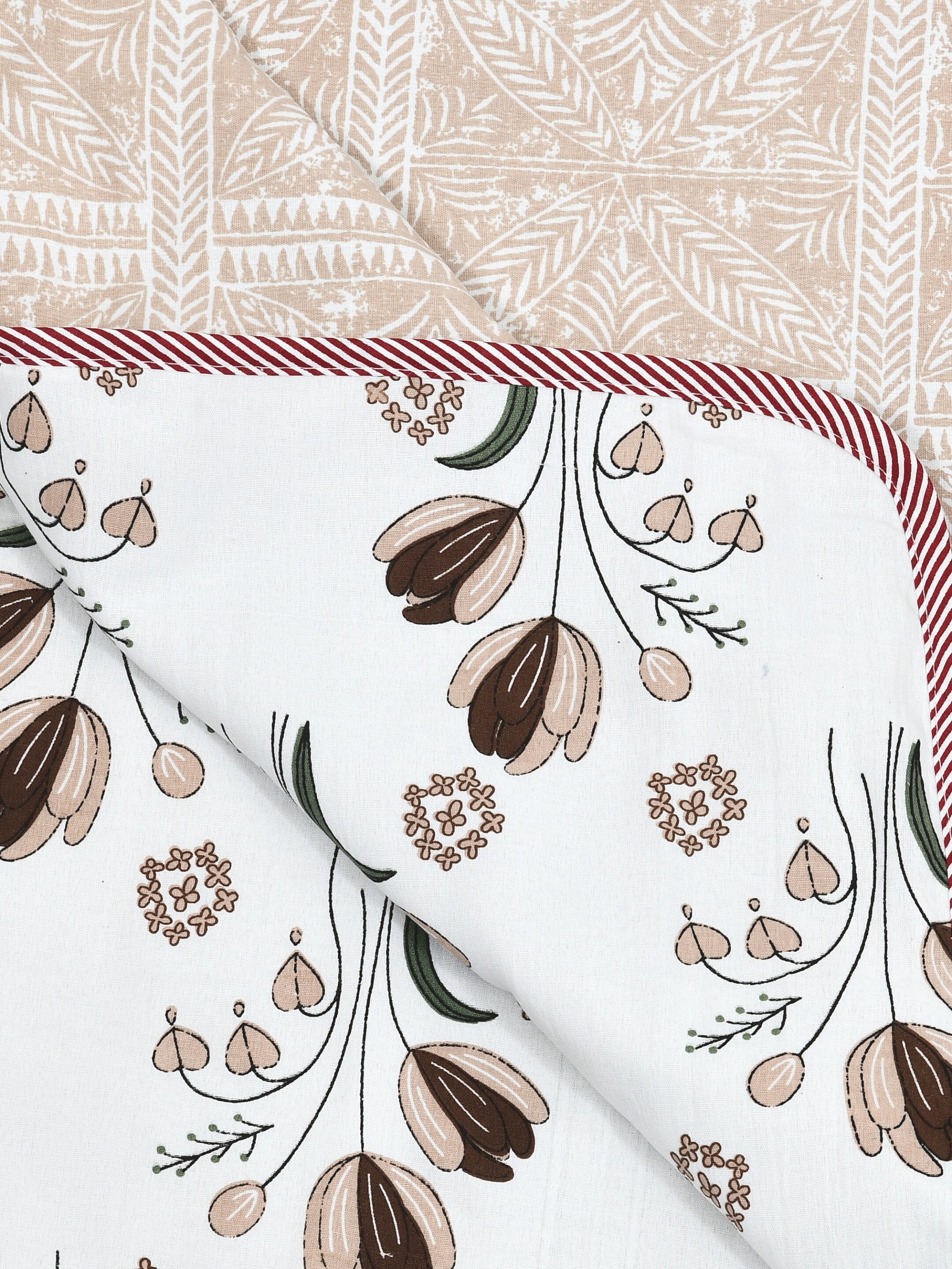 Living Roots Hand Block Geometric Printed | Single Bed Dohar Lightweight For Summer Mild Winters AC Reversible Soft Comforter | No Colour Bleeding, Pink Colour, 56*86 inches, 150TC (11-027-C)