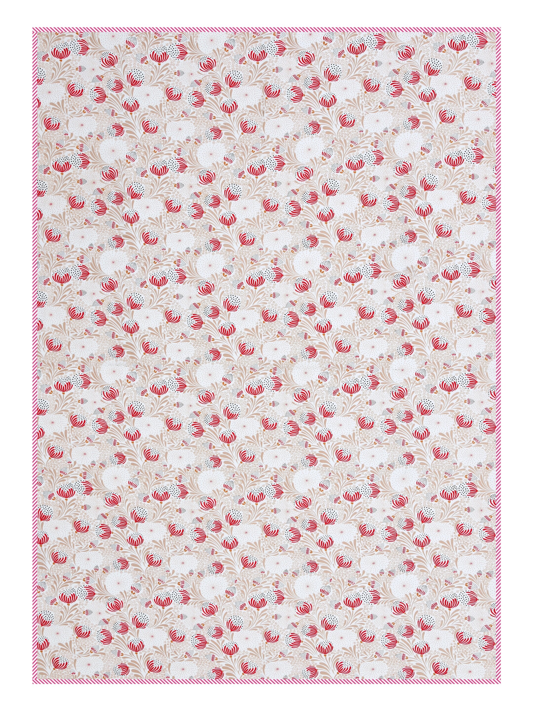 Living Roots Hand Block Floral Printed | Single Bed Dohar Lightweight For Summer Mild Winters AC Reversible Soft Comforter | No Colour Bleeding, Red Colour, 56*86 inches, 150TC (11-029-B)