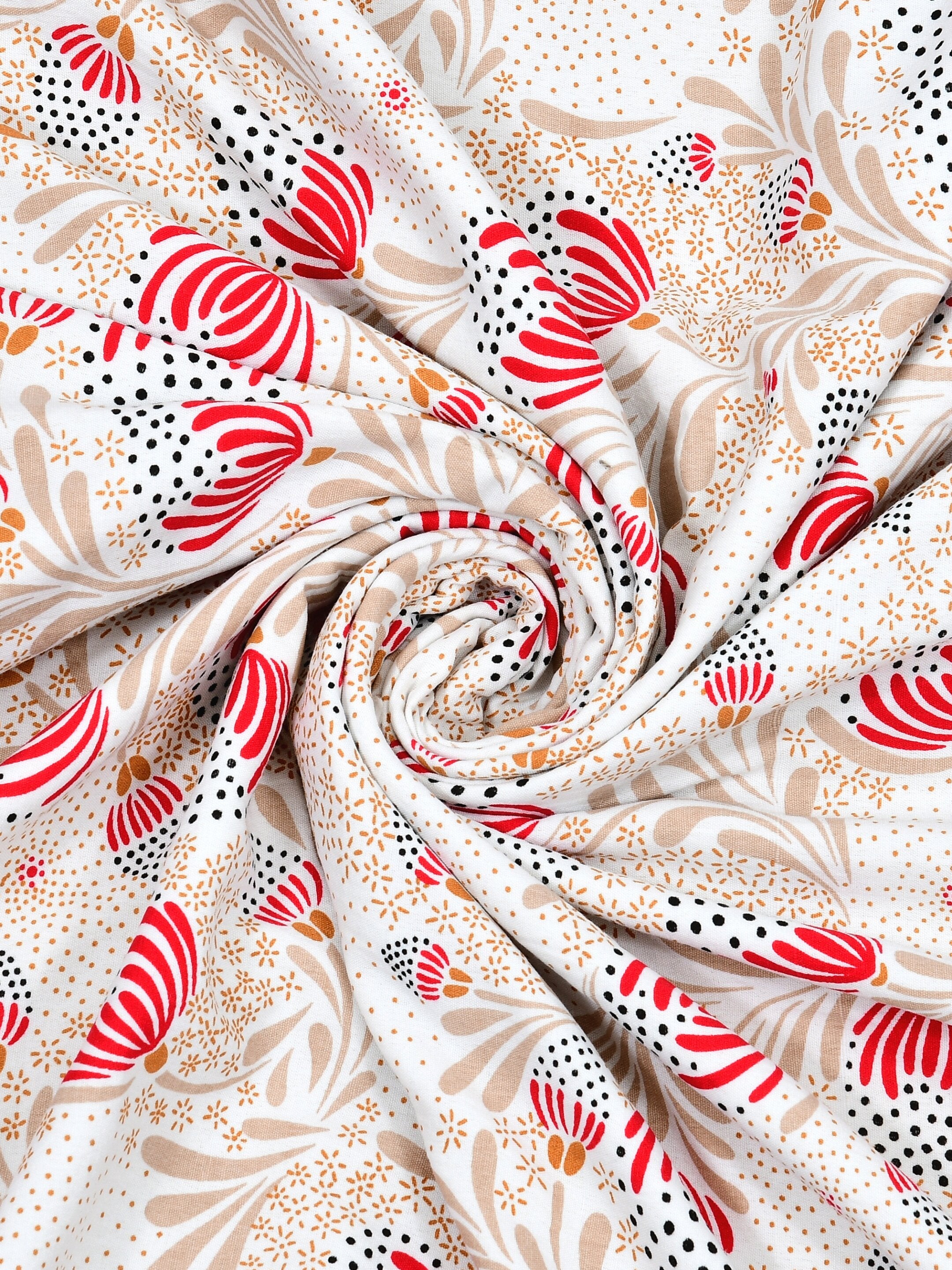 Living Roots Hand Block Floral Printed | Single Bed Dohar Lightweight For Summer Mild Winters AC Reversible Soft Comforter | No Colour Bleeding, Red Colour, 56*86 inches, 150TC (11-029-B)