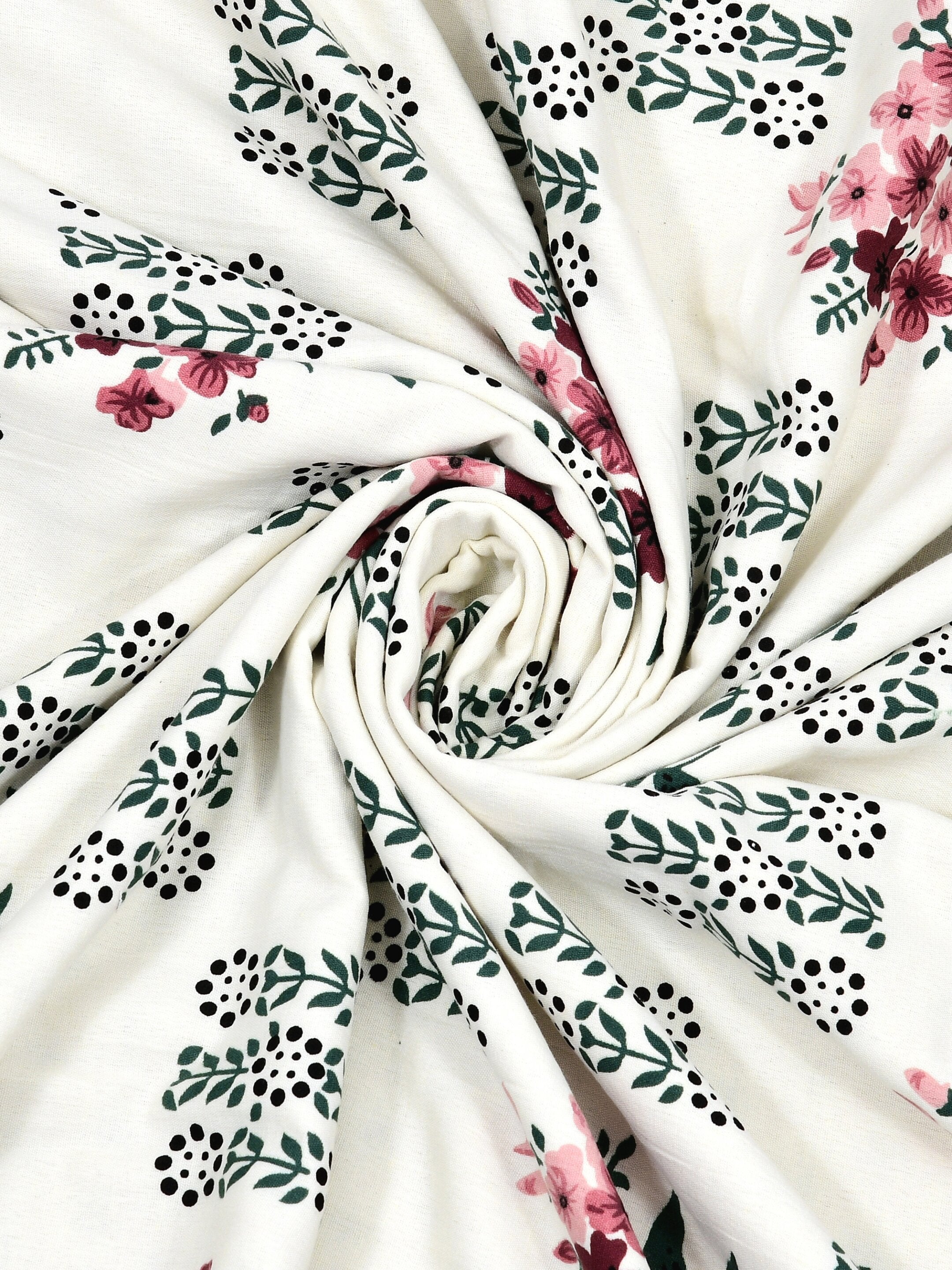 Living Roots Hand Block Floral Printed | Single Bed Dohar Lightweight For Summer Mild Winters AC Reversible Soft Comforter | No Colour Bleeding, Black Colour, 56*86 inches, 150TC (11-030-A)