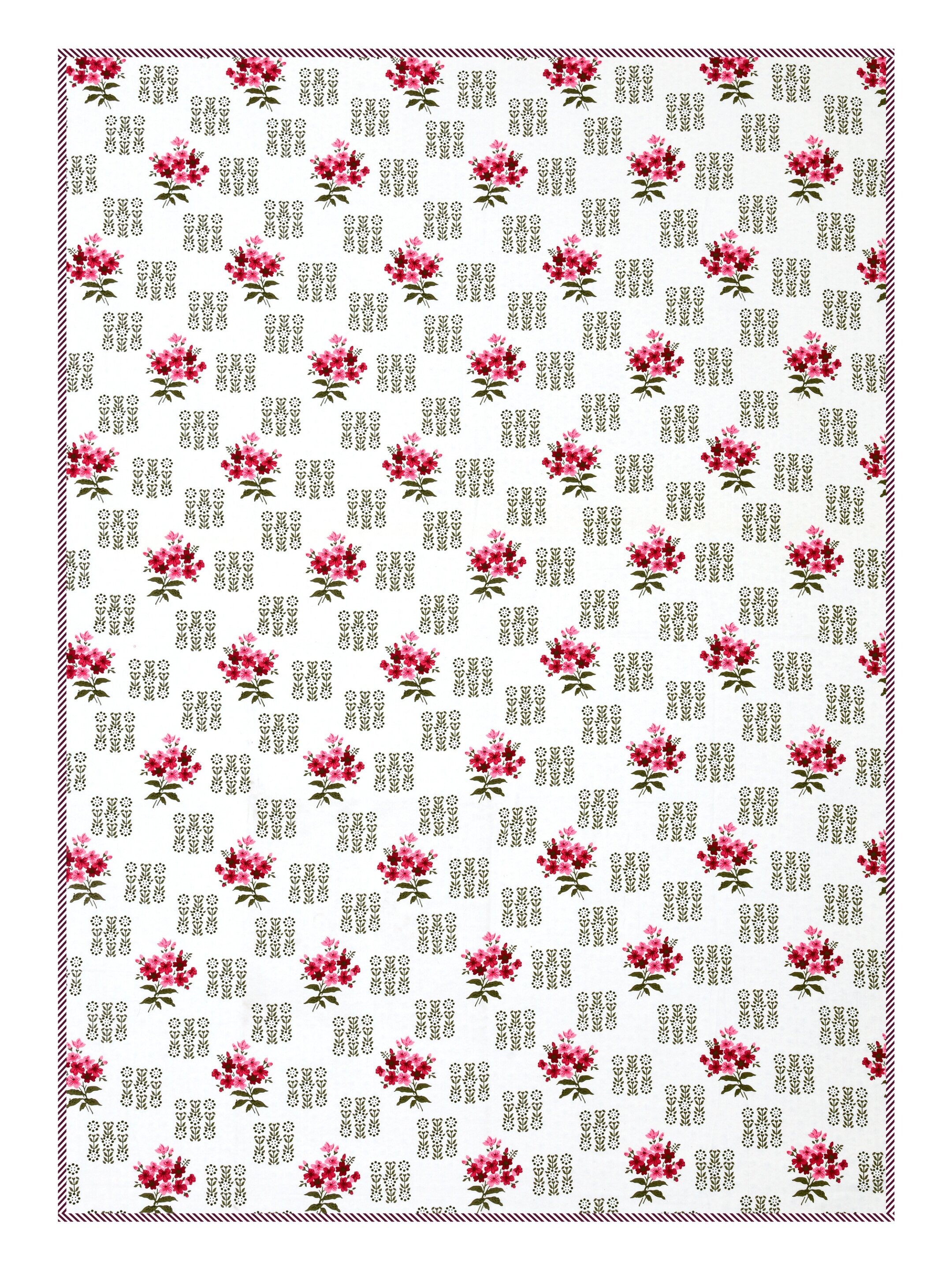 Living Roots Hand Block Floral Printed | Single Bed Dohar Lightweight For Summer Mild Winters AC Reversible Soft Comforter | No Colour Bleeding, Red Colour, 56*86 inches, 150TC (11-030-B)