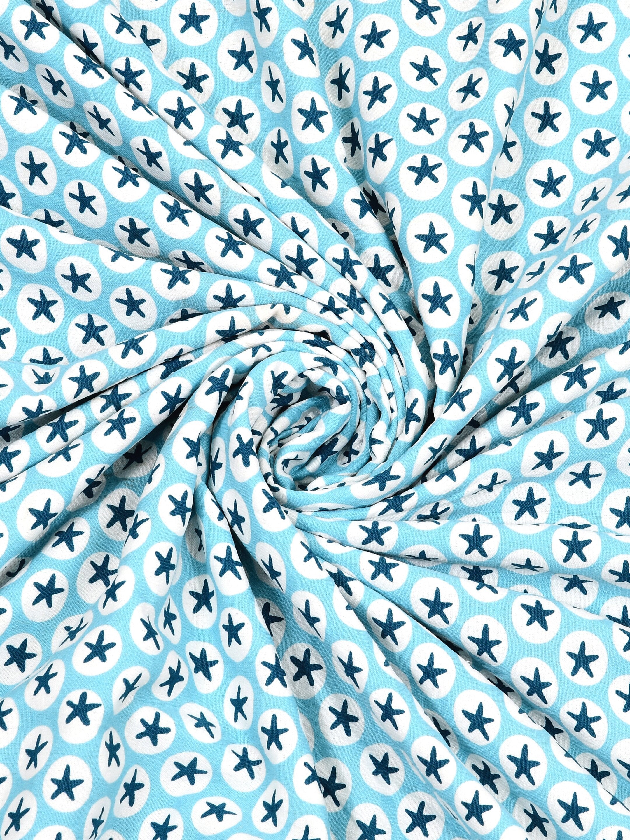 Living Roots Hand Block Floral Printed | Single Bed Dohar Lightweight For Summer Mild Winters AC Reversible Soft Comforter | No Colour Bleeding, Sky Blue Colour, 56*86 inches, 150TC (11-030-C)