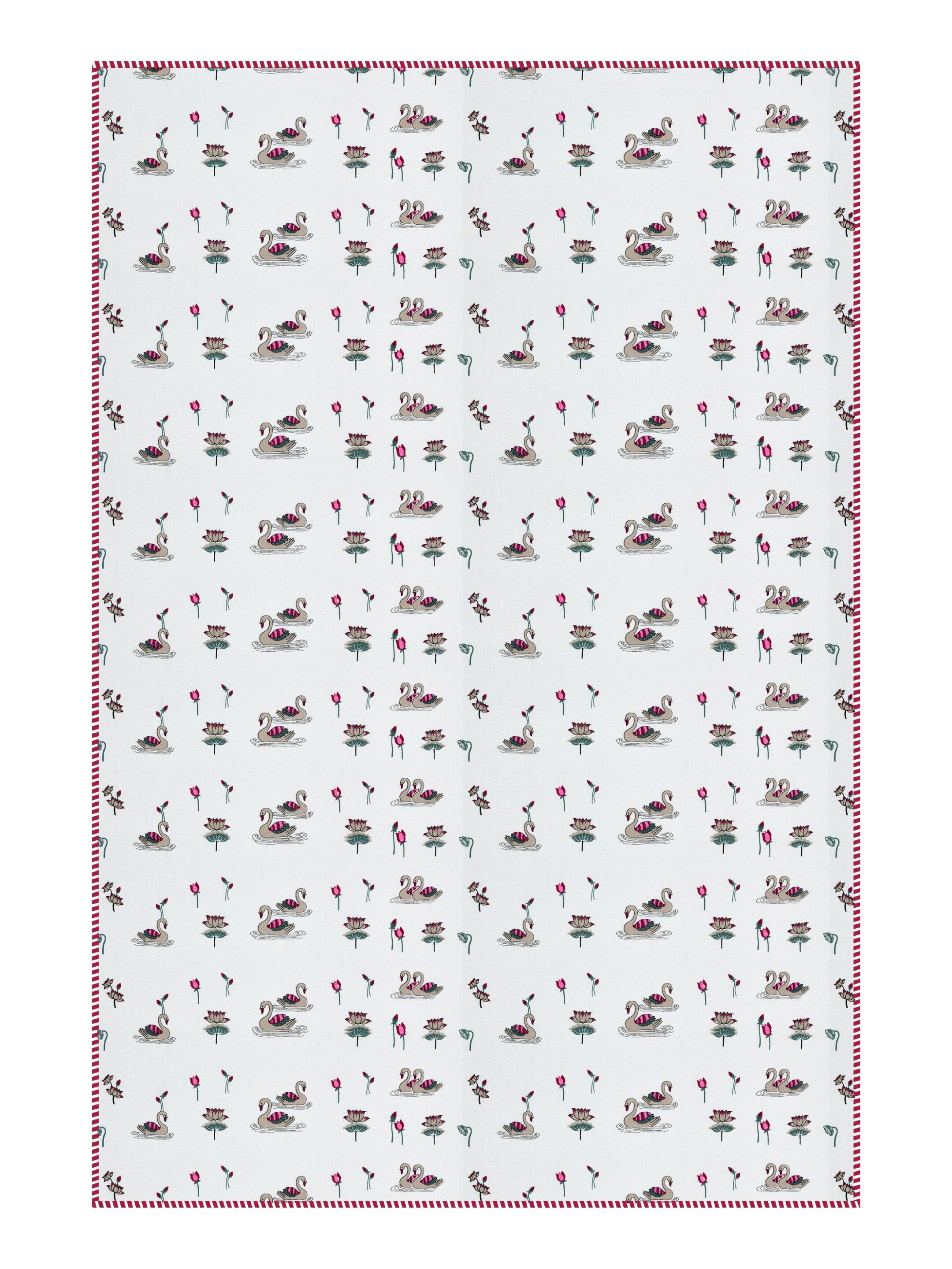 Living Roots Hand Block Swan Lotus Printed | Single Bed Dohar Lightweight For Summer Mild Winters AC Reversible Soft Comforter | No Colour Bleeding, Brown Colour, 56*86 inches, 150TC (11-033-A)
