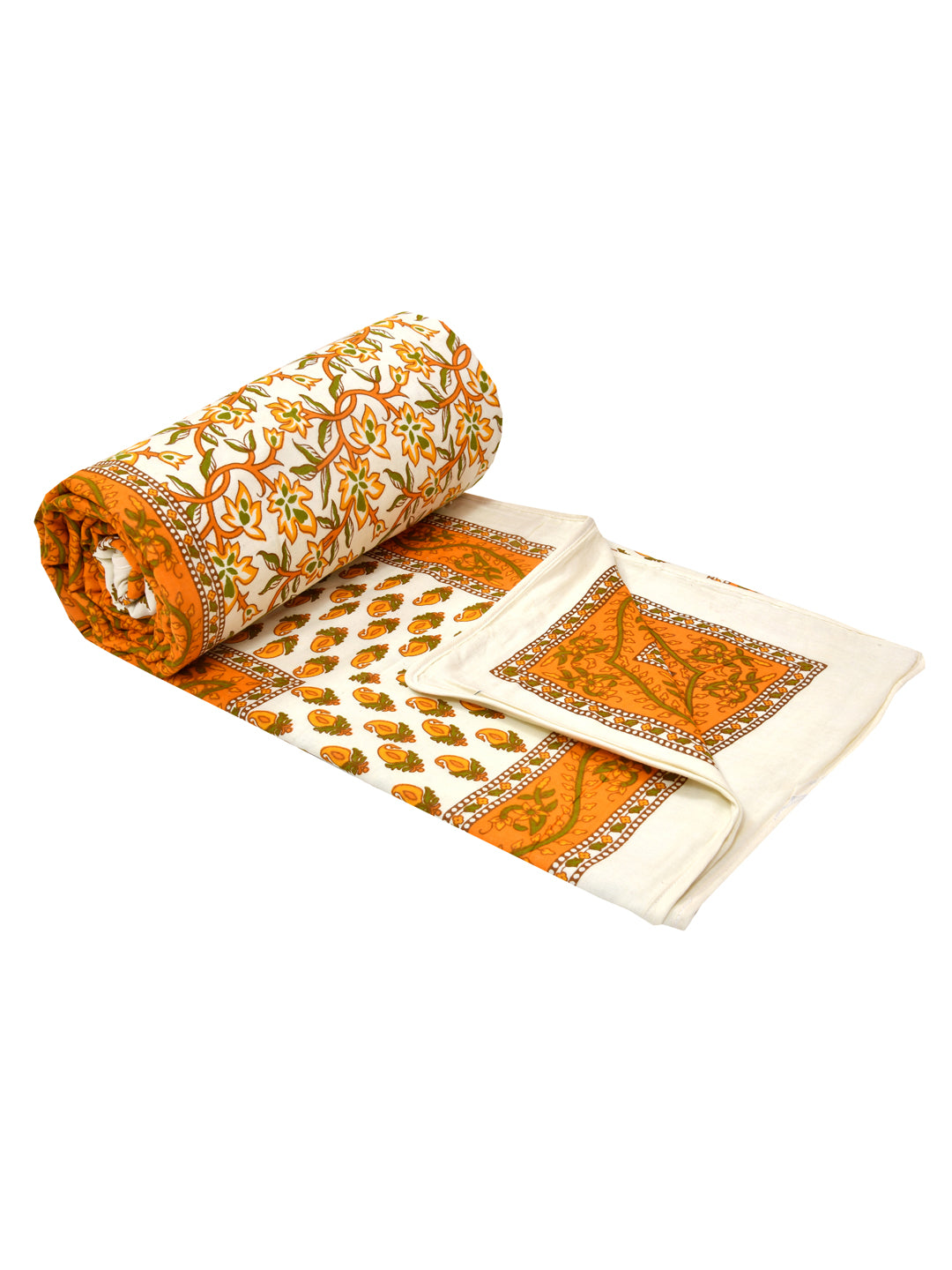 LIVING ROOTS Floral Block Print Reversible AC Dohar- 100% Cotton (21-010)