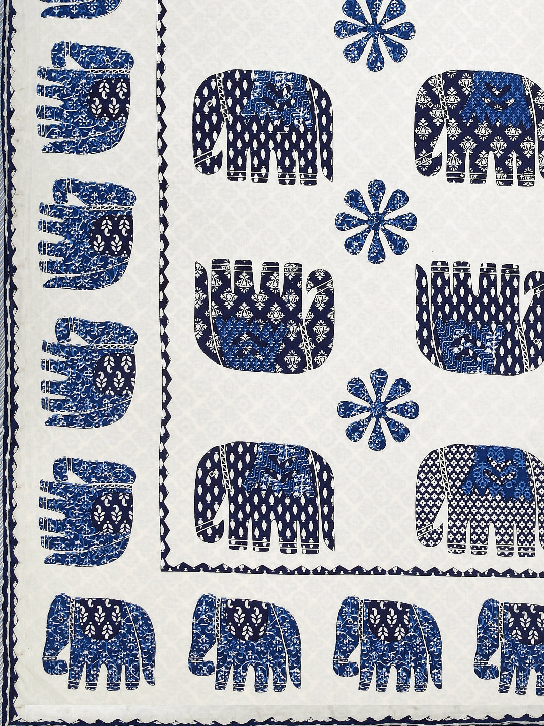 Blue and White Elephant Block Print Reversible AC Dohar- 100% Cotton