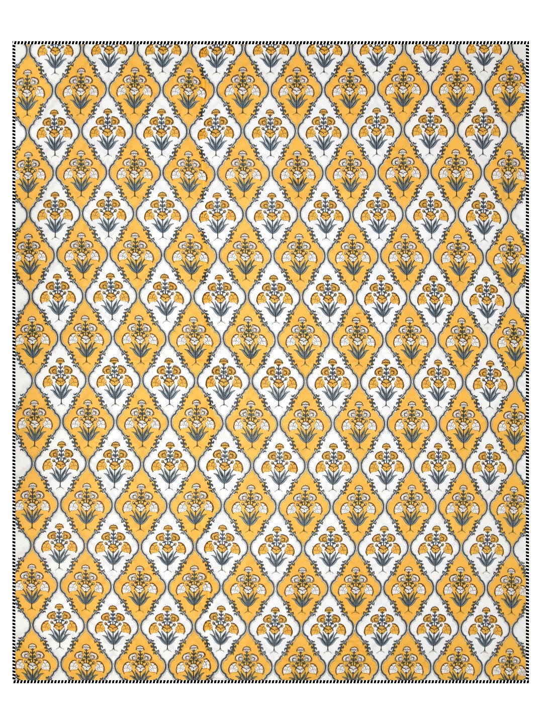 LIVING ROOTS 100% Cotton Dohar King Size Reversible Hand Block Printed Malmal Summer Dohar (Yellow Flower jaal) (21-012-A)