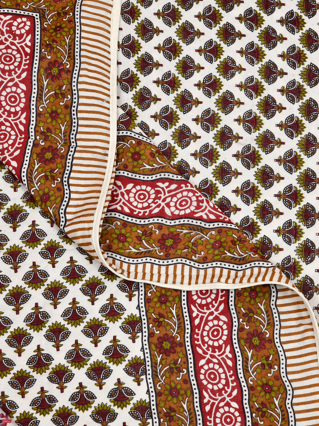 LIVING ROOTS Brown Booti Block Print Reversible AC Dohar- 100% Cotton (21-012)