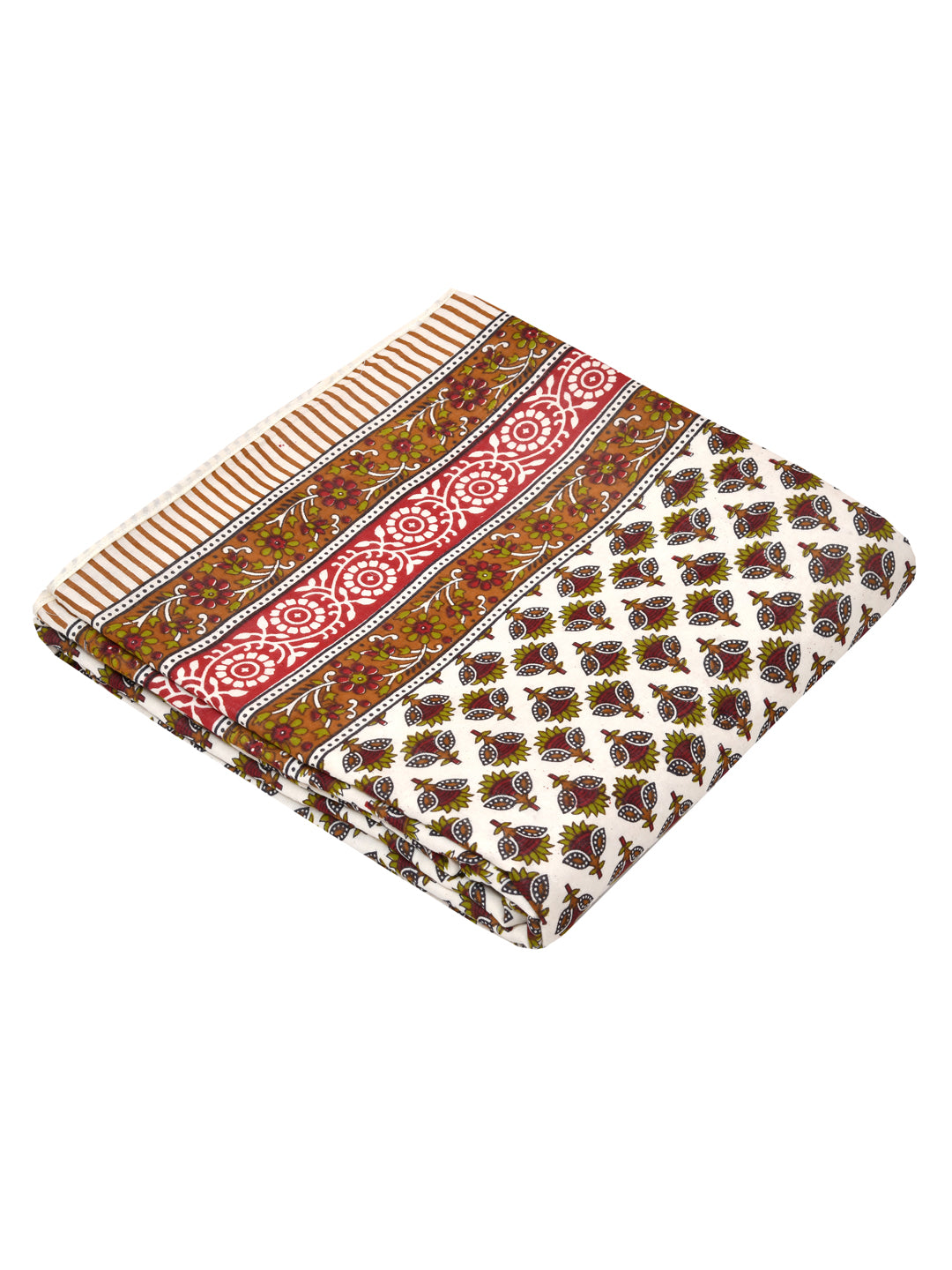 LIVING ROOTS Brown Booti Block Print Reversible AC Dohar- 100% Cotton (21-012)