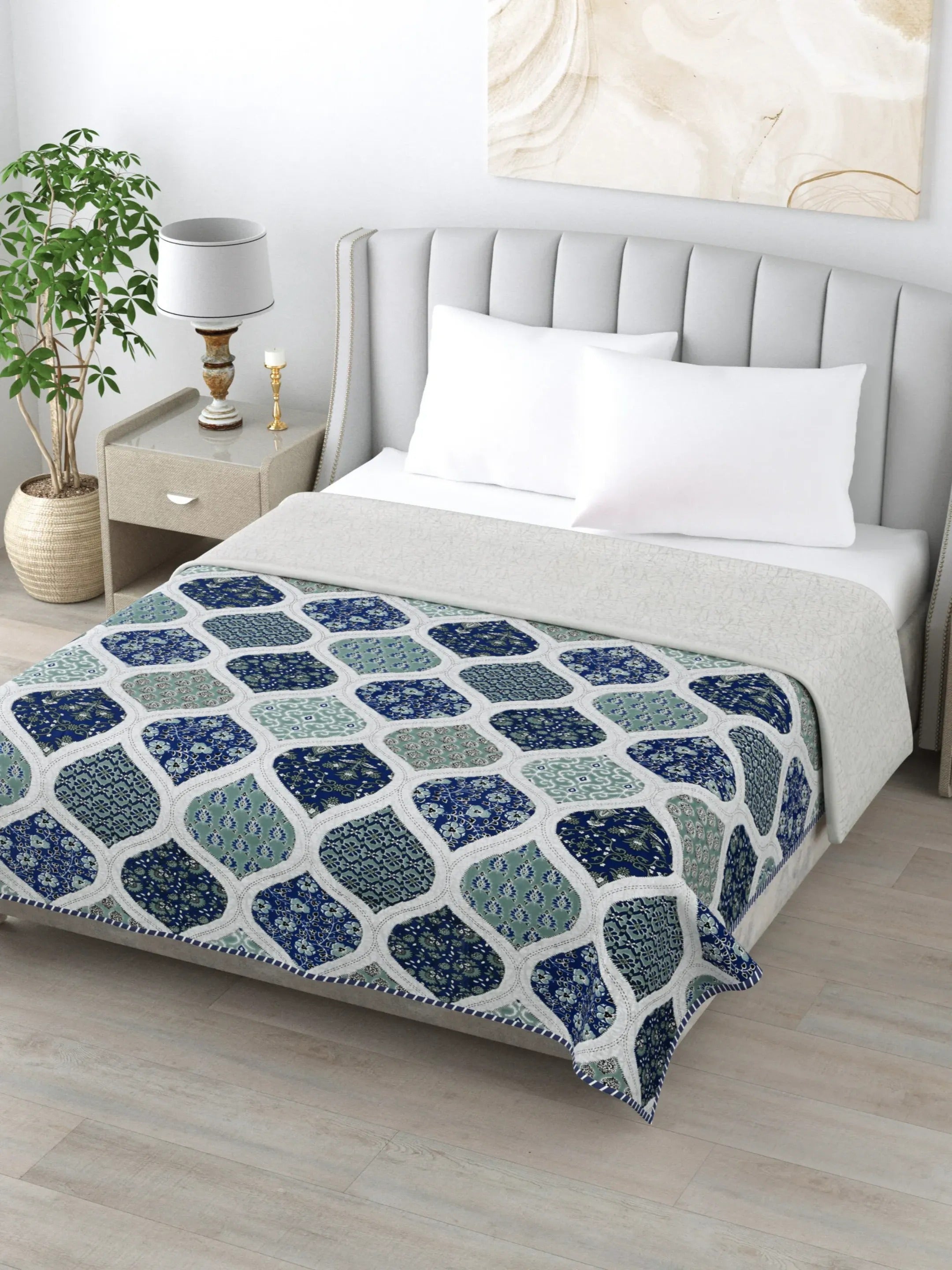 LIVING ROOTS Super Soft Malmal (Muslin) Cotton Double Bed Dohar 86 x 96 inches (7*8 Feet), All Season Reversible AC Comforter Hand Block Print | Rich Fast Colour with No Colour Bleeding | Soft, Breathable & Skin Friendly (21-027-A)