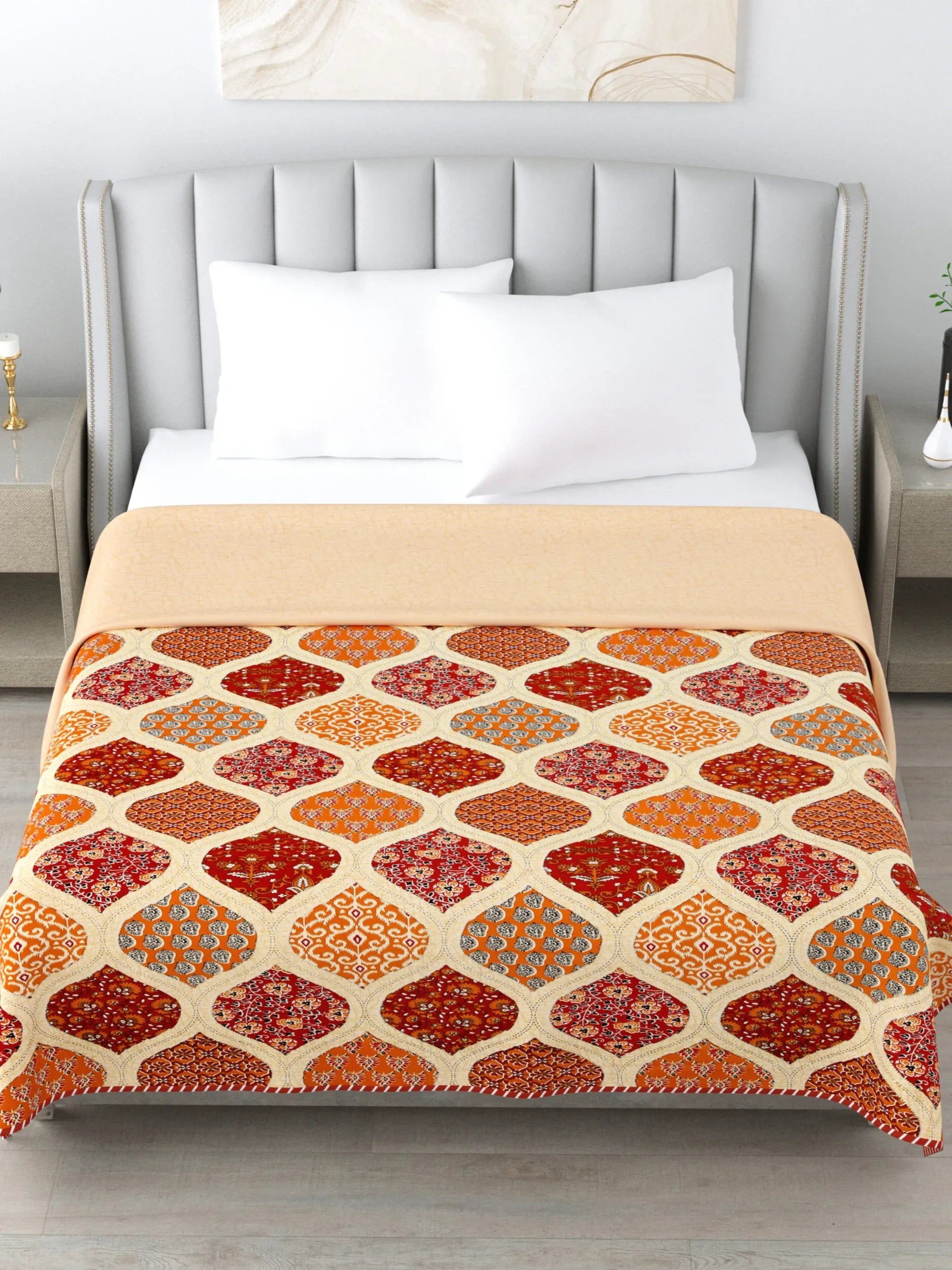 LIVING ROOTS Super Soft Malmal (Muslin) Cotton Double Bed Dohar 86 x 96 inches (7*8 Feet), All Season Reversible AC Comforter Hand Block Print | Rich Fast Colour with No Colour Bleeding | Soft, Breathable & Skin Friendly (21-027-B)