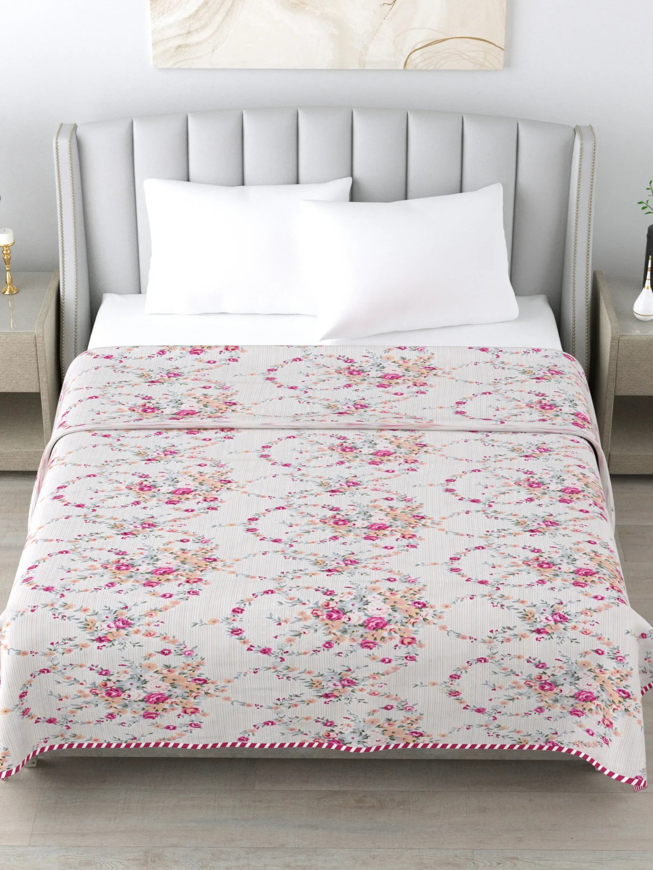 LIVING ROOTS Super Soft Malmal (Muslin) Cotton Double Bed Dohar 86 x 96 inches (7*8 Feet), All Season Reversible AC Comforter Hand Block Print | Rich Fast Colour with No Colour Bleeding | Soft, Breathable & Skin Friendly (21-029-A)