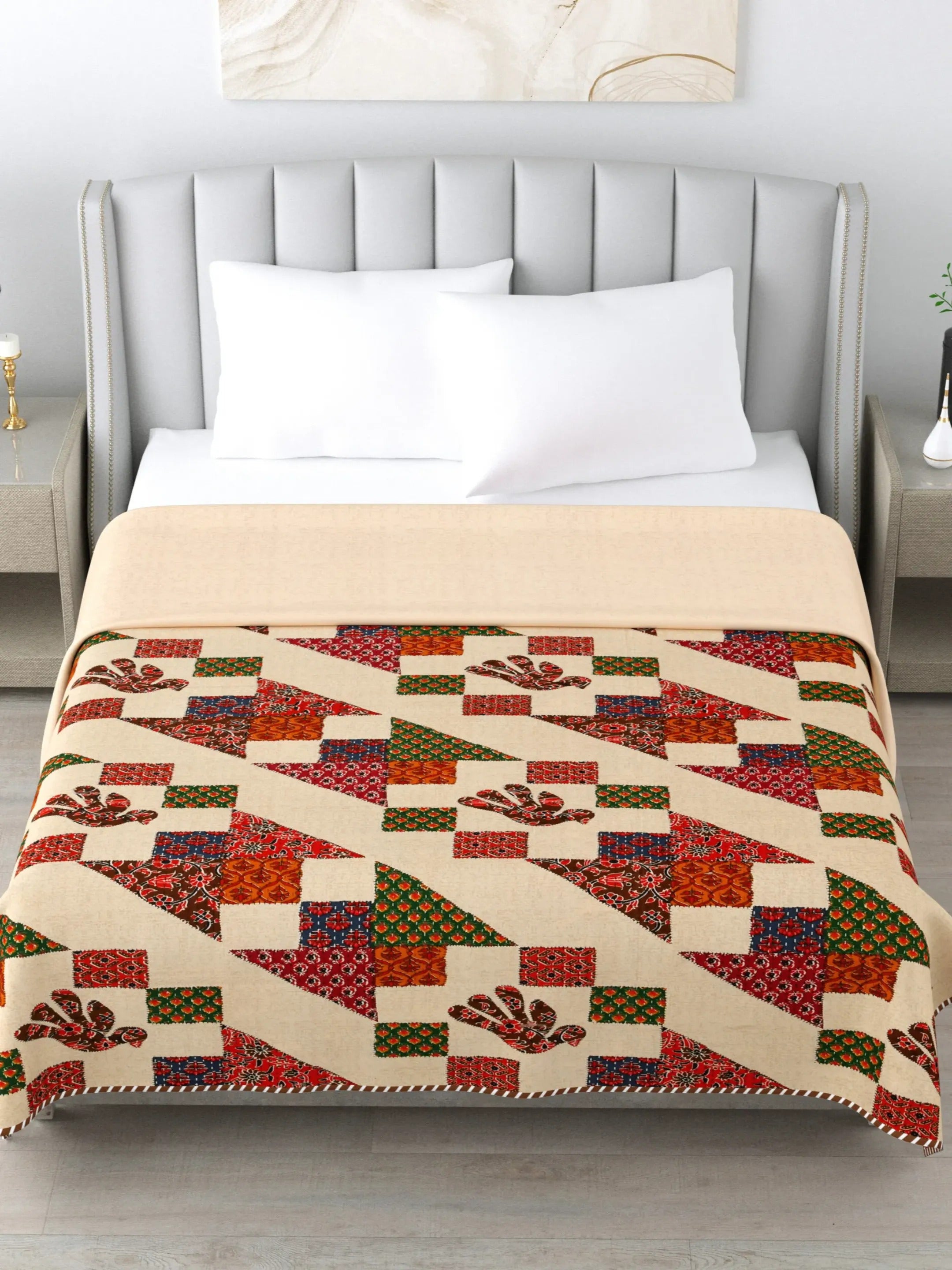LIVING ROOTS Super Soft Malmal (Muslin) Cotton Double Bed Dohar 86 x 96 inches (7*8 Feet), All Season Reversible AC Comforter Hand Block Print | Rich Fast Colour with No Colour Bleeding | Soft, Breathable & Skin Friendly (21-030-A)