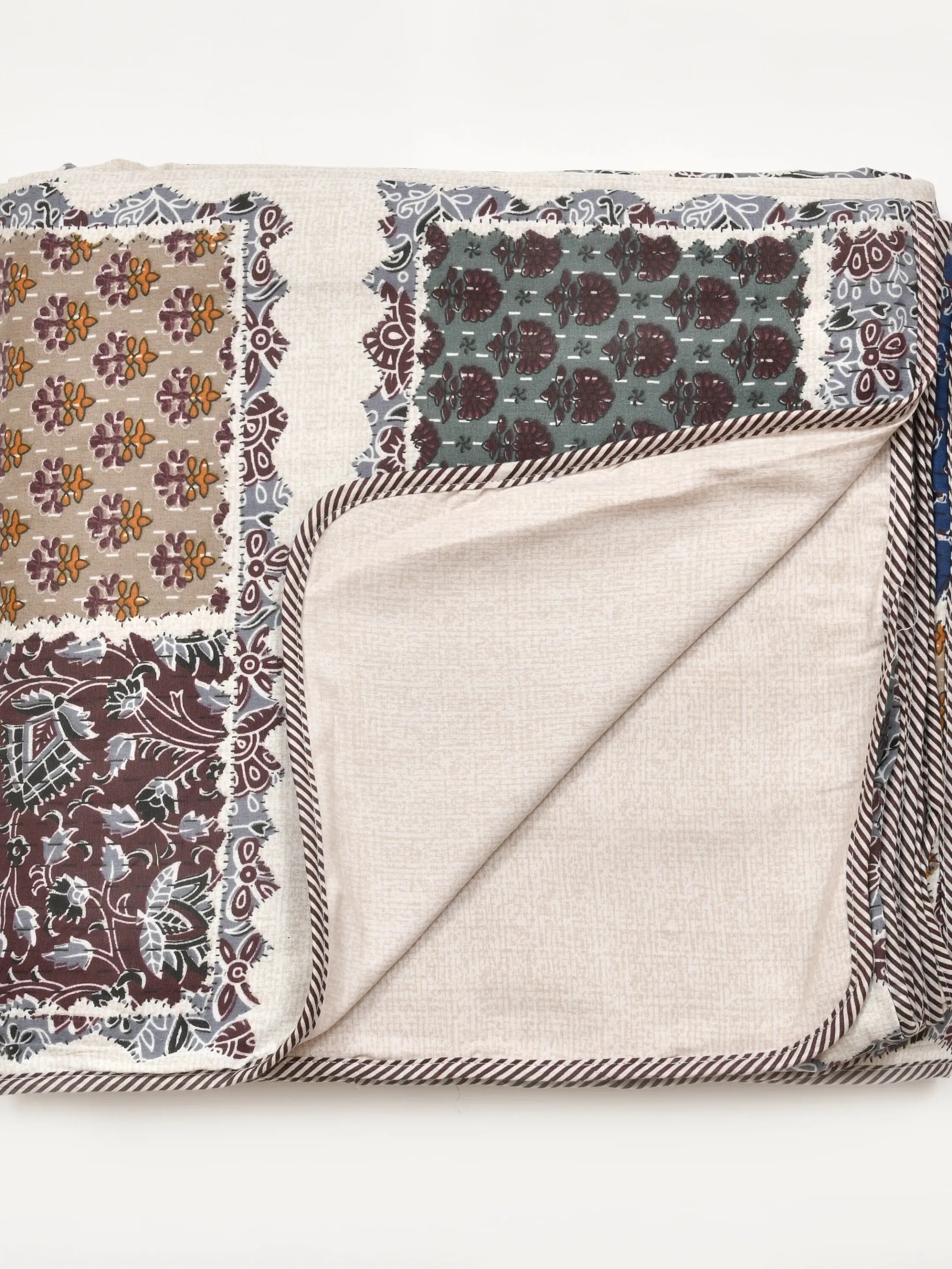 LIVING ROOTS Super Soft Malmal (Muslin) Cotton Double Bed Dohar 86 x 96 inches (7*8 Feet), All Season Reversible AC Comforter Hand Block Print | Rich Fast Colour with No Colour Bleeding | Soft, Breathable & Skin Friendly (21-032-C)