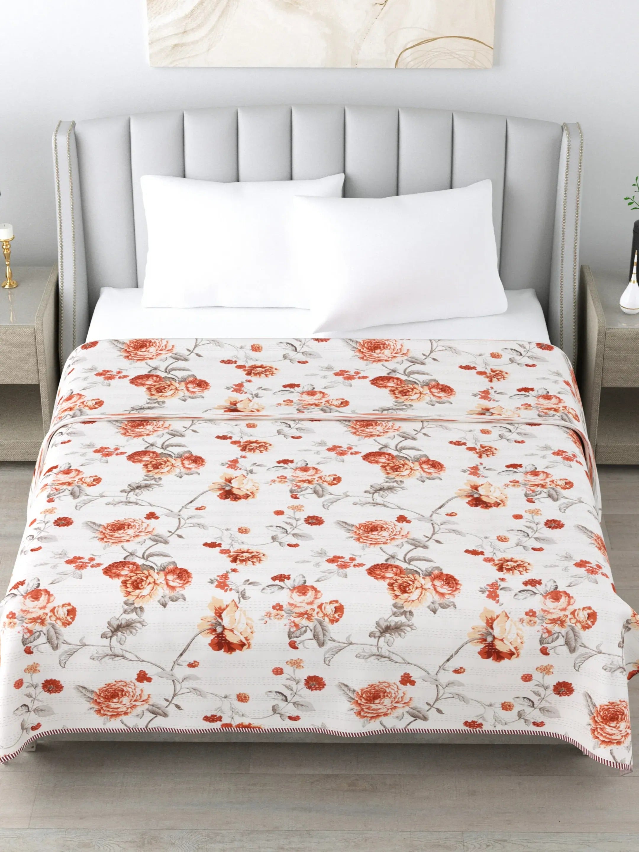 LIVING ROOTS Super Soft Malmal (Muslin) Cotton Double Bed Dohar 86 x 96 inches (7*8 Feet), All Season Reversible AC Comforter Hand Block Print | Rich Fast Colour with No Colour Bleeding | Soft, Breathable & Skin Friendly (21-036-A)