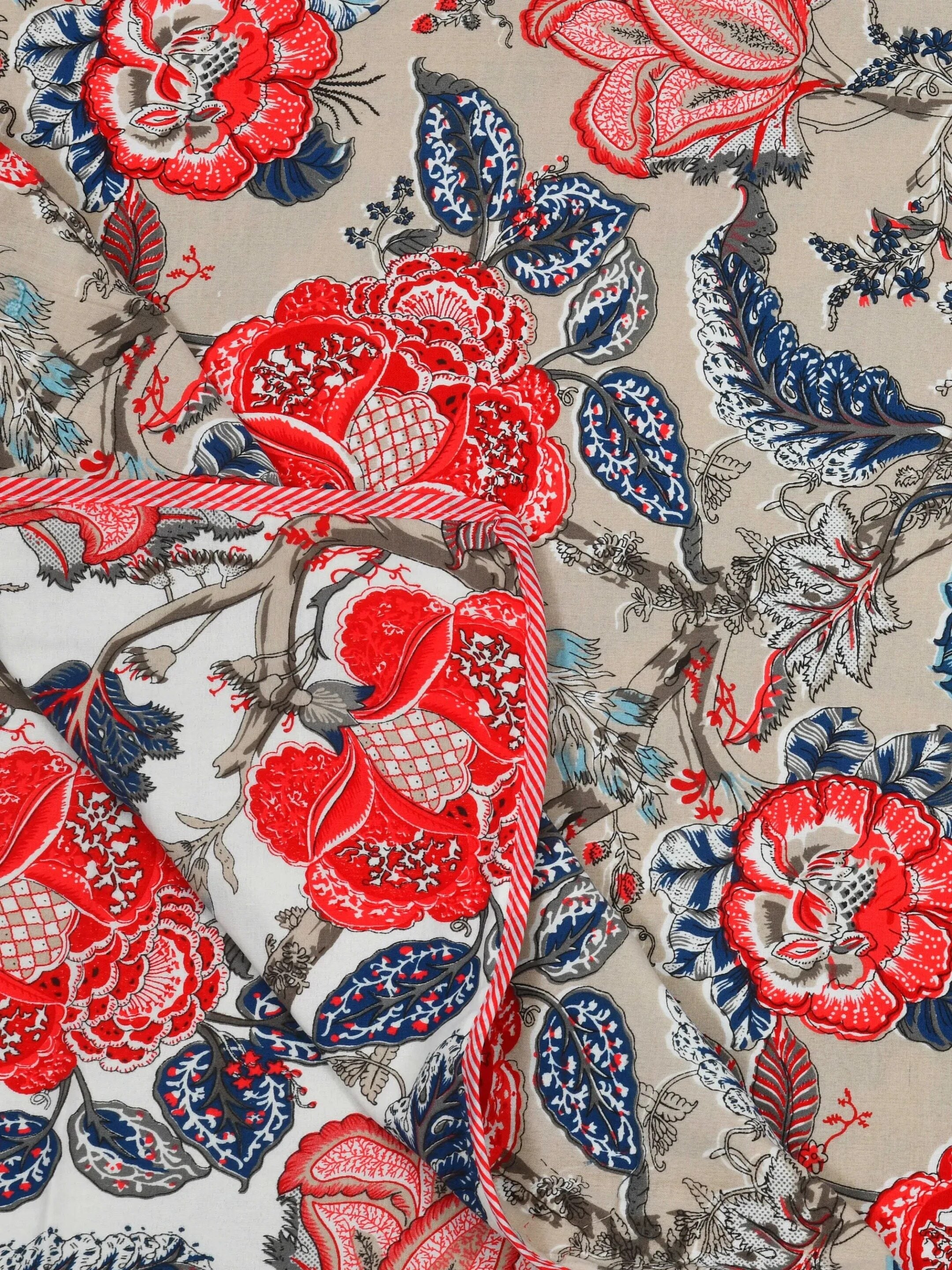 Super Soft Malmal (Muslin) Cotton Double Queen Size Dohar, All Season Reversible AC Comforter Hand Block Print - 86 x 96 inches (7.1*8 Feet) (21-038-A)