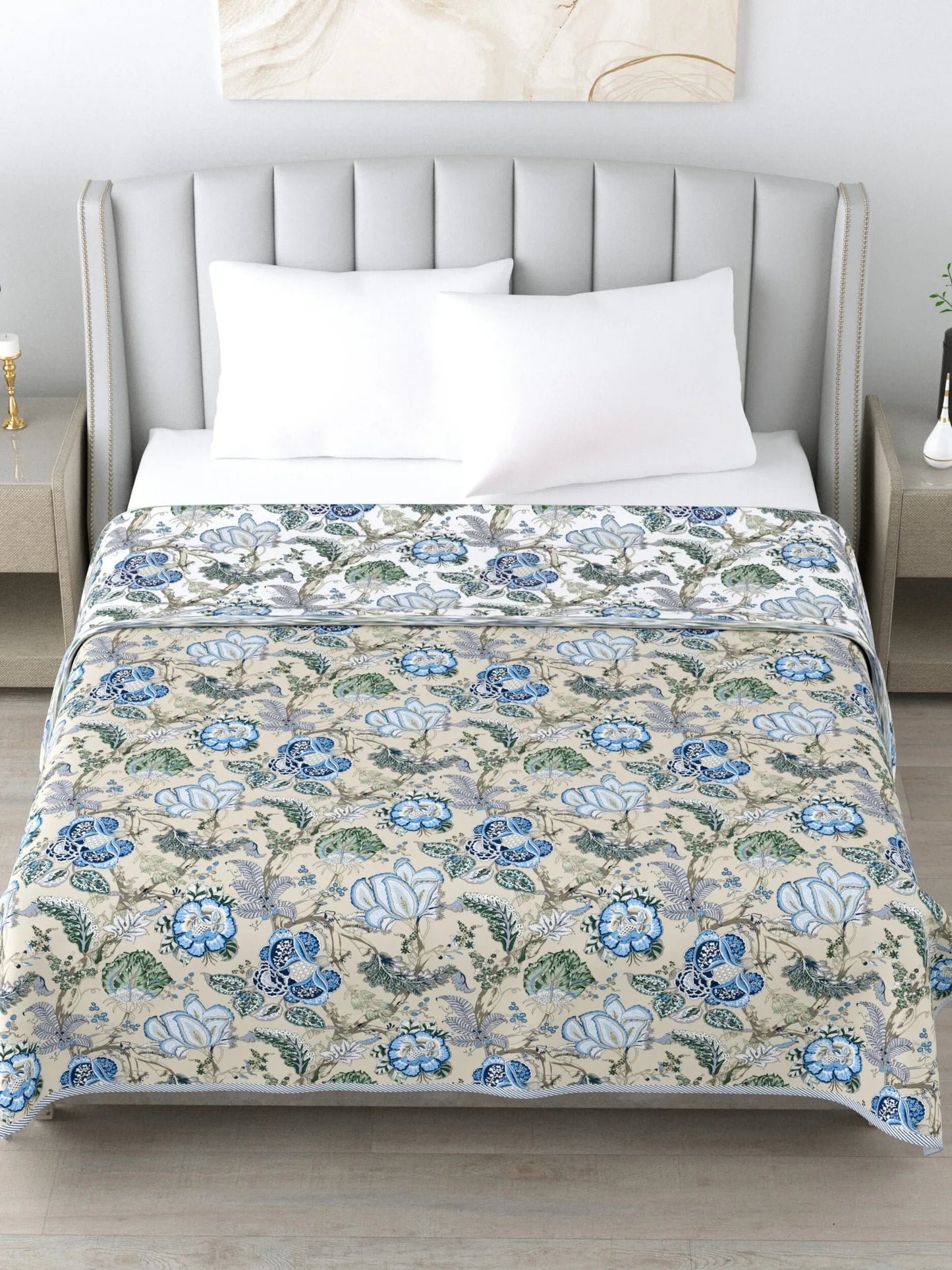 Super Soft Malmal (Muslin) Cotton Double Queen Size Dohar, All Season Reversible AC Comforter Hand Block Print - 86 x 96 inches (7.1*8 Feet) (21-038-B)