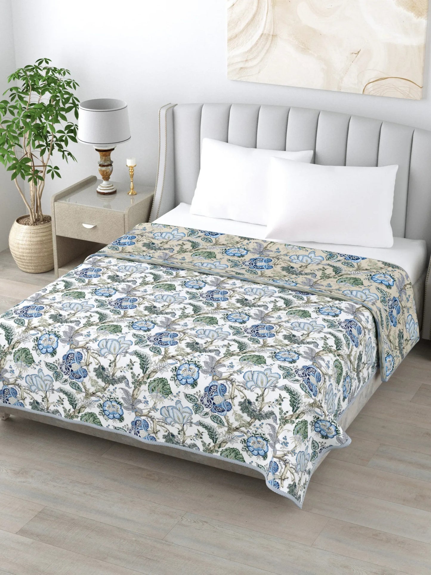 Super Soft Malmal (Muslin) Cotton Double Queen Size Dohar, All Season Reversible AC Comforter Hand Block Print - 86 x 96 inches (7.1*8 Feet) (21-038-B)