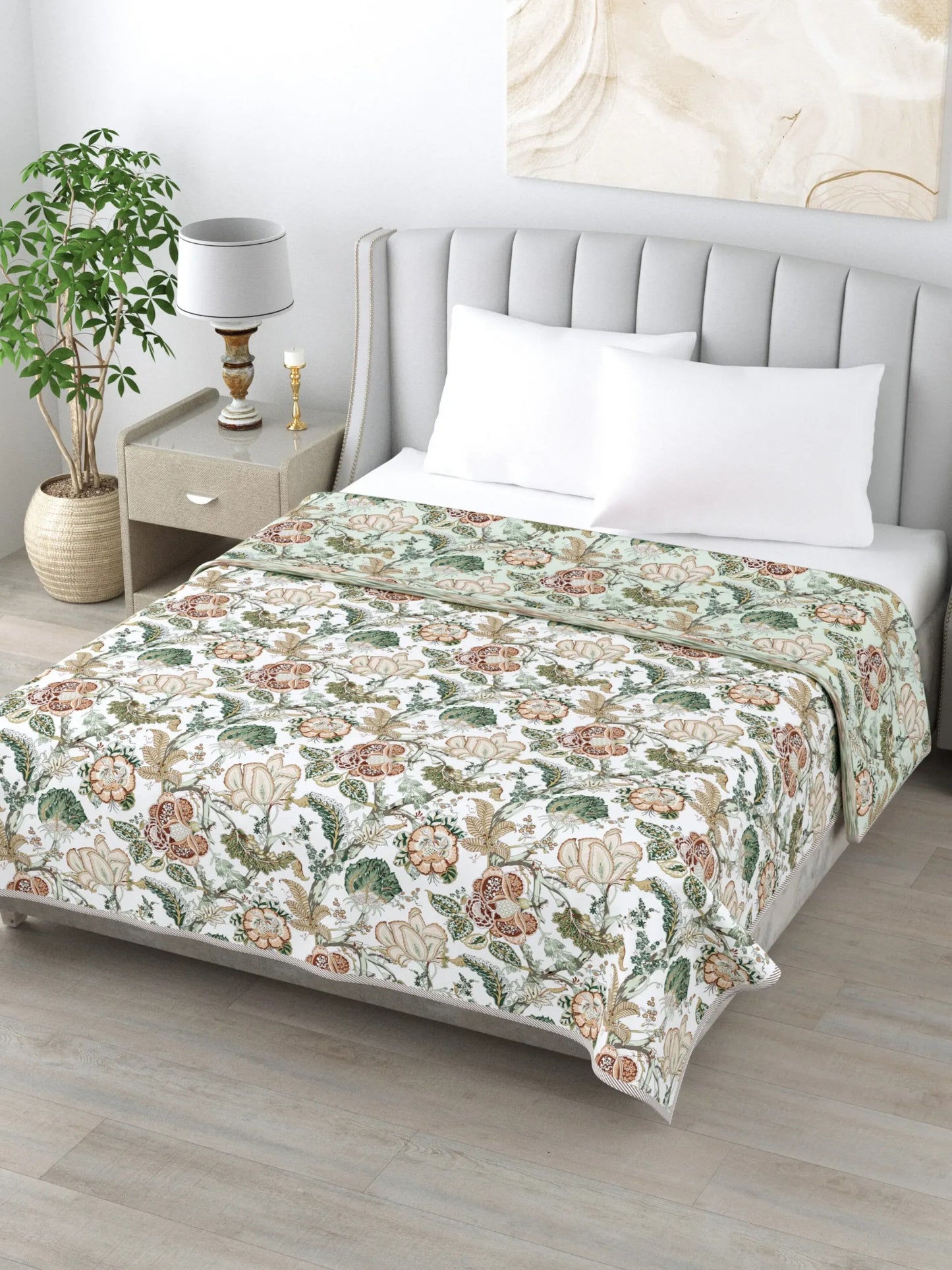 Super Soft Malmal (Muslin) Cotton Double Queen Size Dohar, All Season Reversible AC Comforter Hand Block Print - 86 x 96 inches (7.1*8 Feet) (21-038-C)