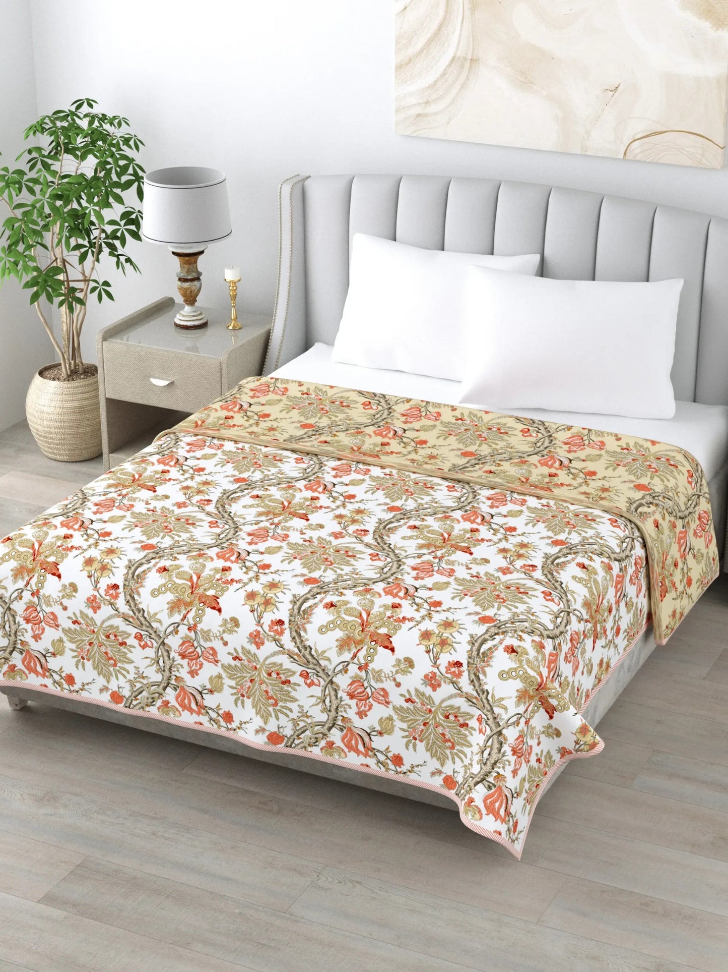 Super Soft Malmal (Muslin) Cotton Double Queen Size Dohar, All Season Reversible AC Comforter Hand Block Print - 86 x 96 inches (7.1*8 Feet) (21-039-B)