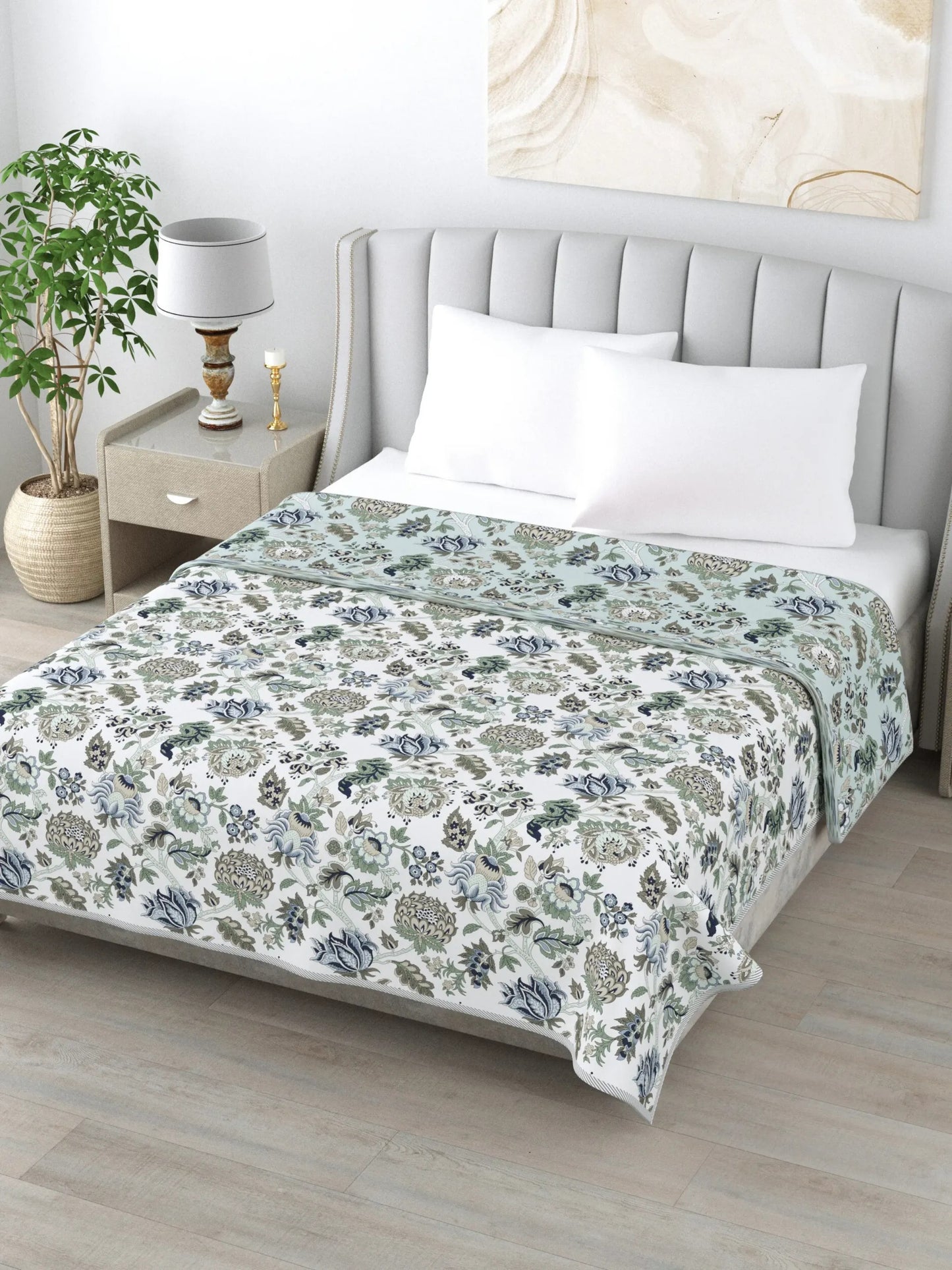 Super Soft Malmal (Muslin) Cotton Double Queen Size Dohar, All Season Reversible AC Comforter Hand Block Print - 86 x 96 inches (7.1*8 Feet) (21-040-B)